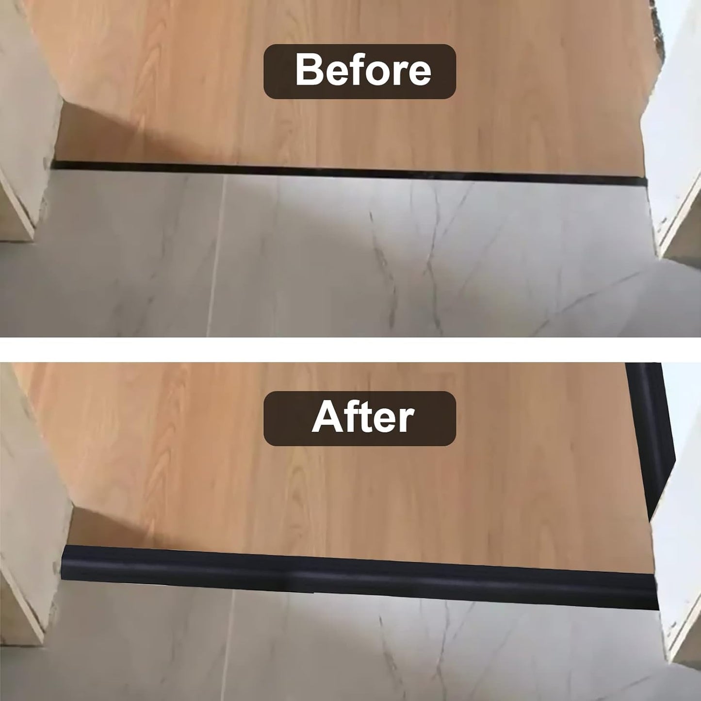Self Adhesive Floor Transition Strip for Laminate and Vinyl Floors - Flat Edge Trim for Doorways and Floors with Gaps