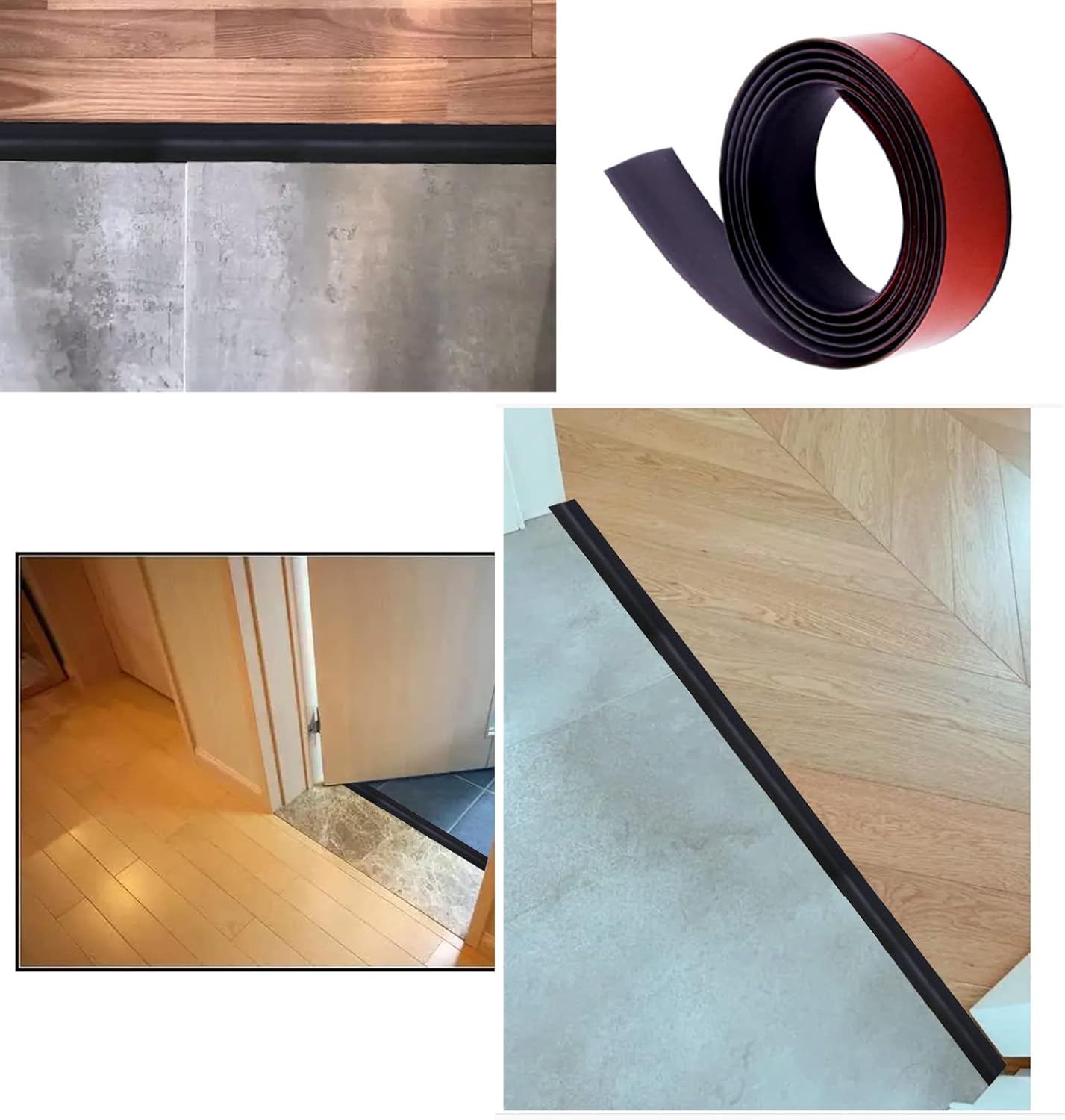Self Adhesive Floor Transition Strip for Laminate and Vinyl Floors - Flat Edge Trim for Doorways and Floors with Gaps