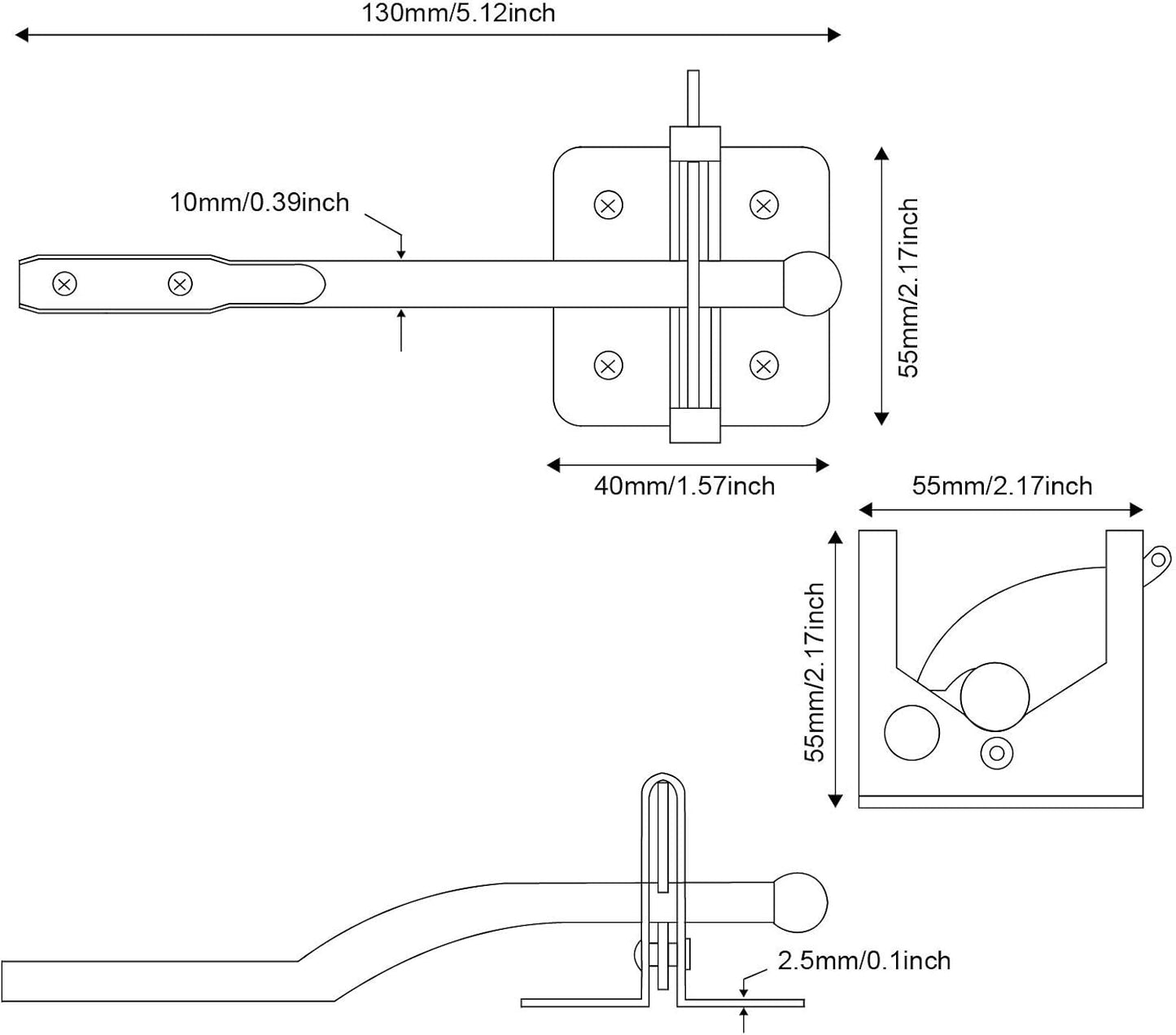 Self-Locking Gate Latch for Wooden Fence Post Mount - Automatic Gravity Lever, Secure Pool, Garden, Shed - Rust Resistant Black Powder Coating