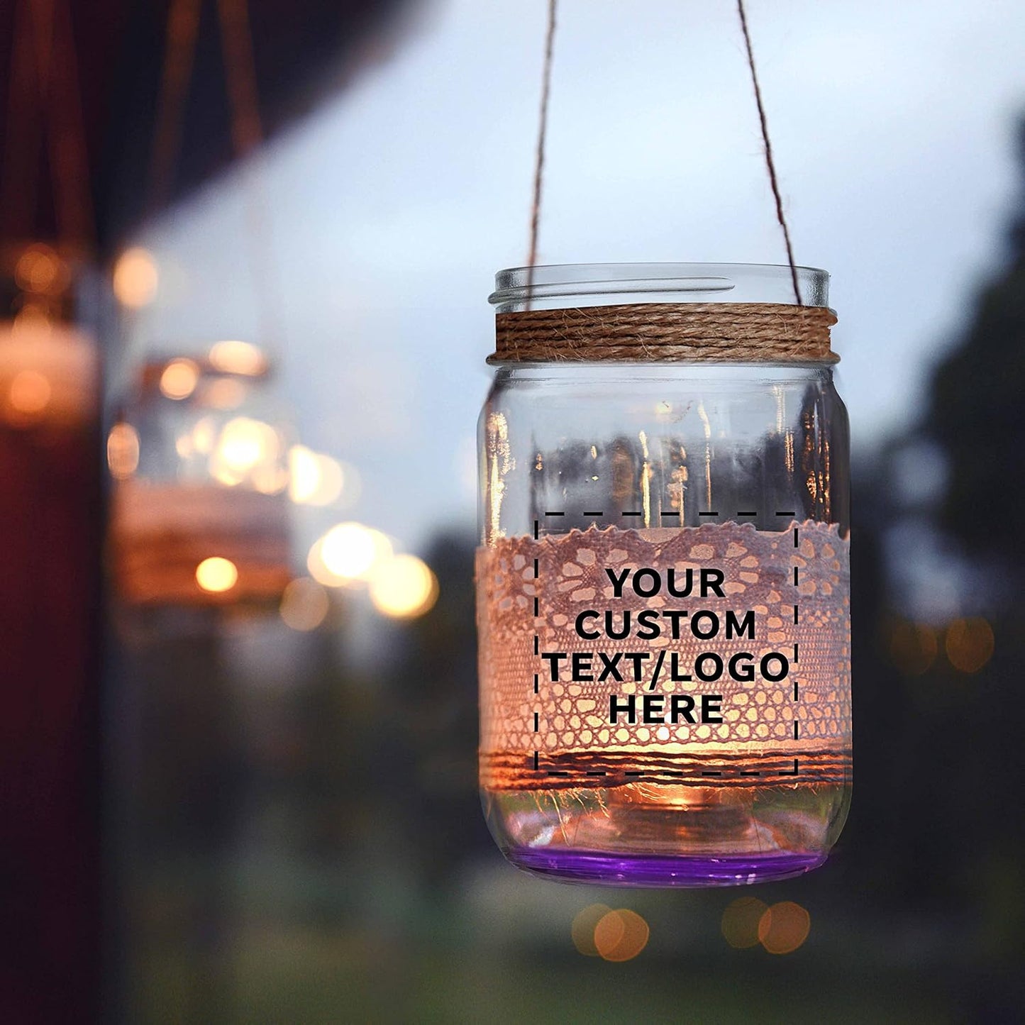 Set of 10 12 oz. Custom Decorating Mason Jars - Personalized Bulk Pack for Overnight Oats, Candies, Fruits, Pickles, Spices, Beverages - Purple