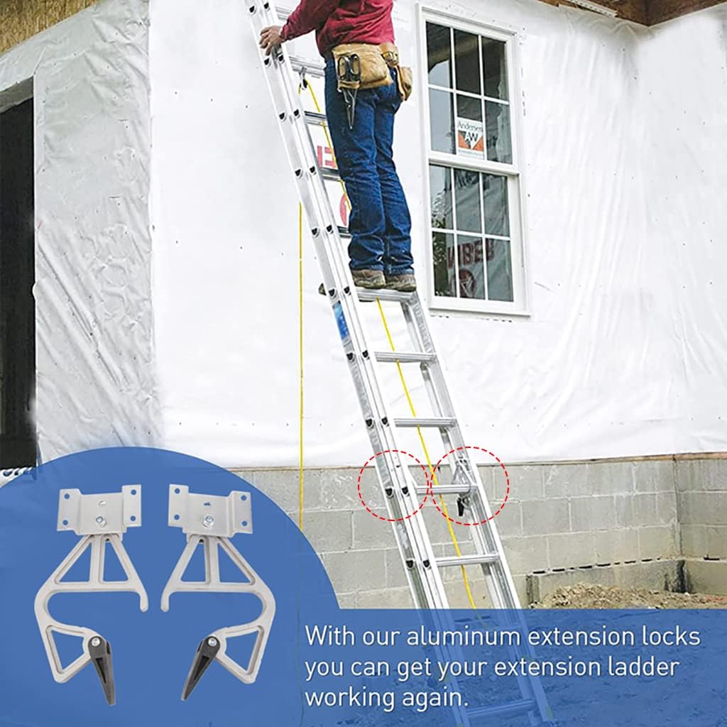 Set of 2 Aluminum Extension Ladder Locks for Werner 28-11, Rung Lock Kit, Compatible with 24ft, 28ft, 32ft Ladders