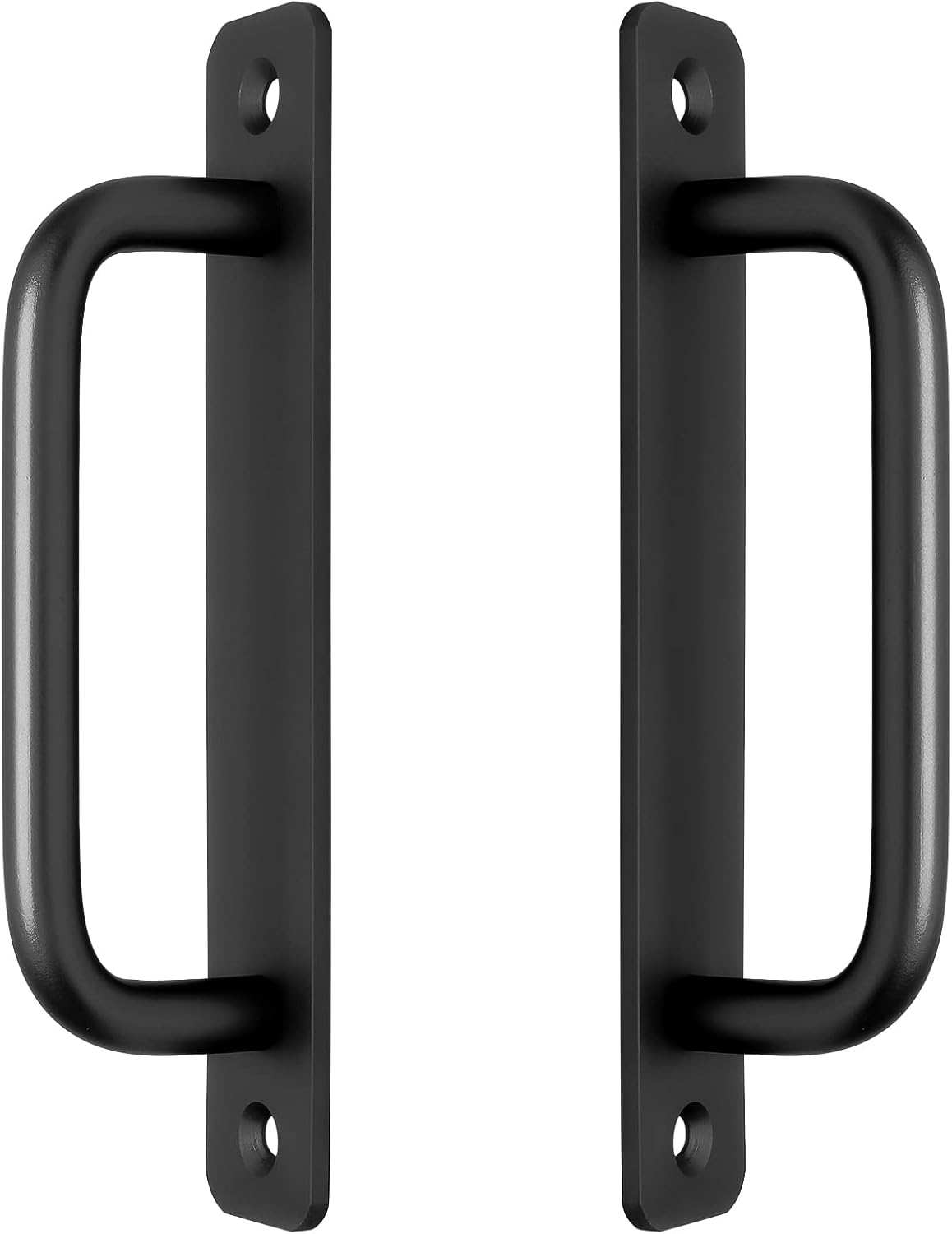 Set of 2 Black Aluminum Alloy Sliding Barn Door Handles - 5.9 Inch Long Pulls for Kitchen, Cabinet, Bathroom - 128mm Hole Center