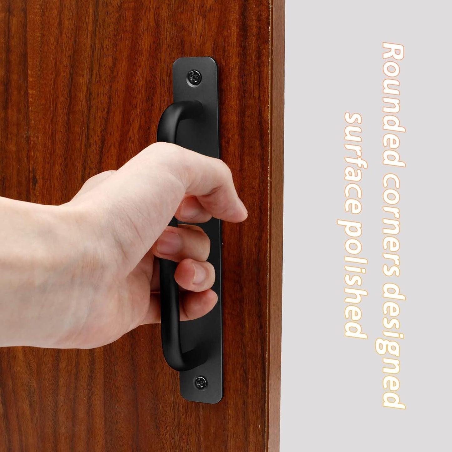 Set of 2 Black Aluminum Alloy Sliding Barn Door Handles - 5.9 Inch Long Pulls for Kitchen, Cabinet, Bathroom - 128mm Hole Center
