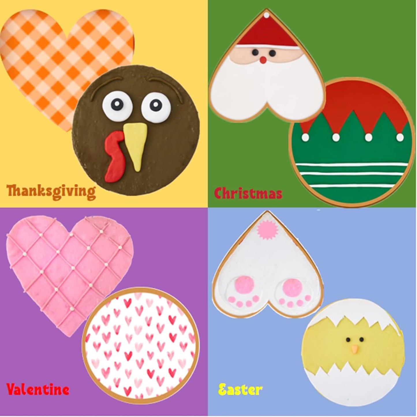 Set of 2 Large 8" Stainless Steel Heart and Round Cookie Cutters for Holiday Baking - Teenyyou