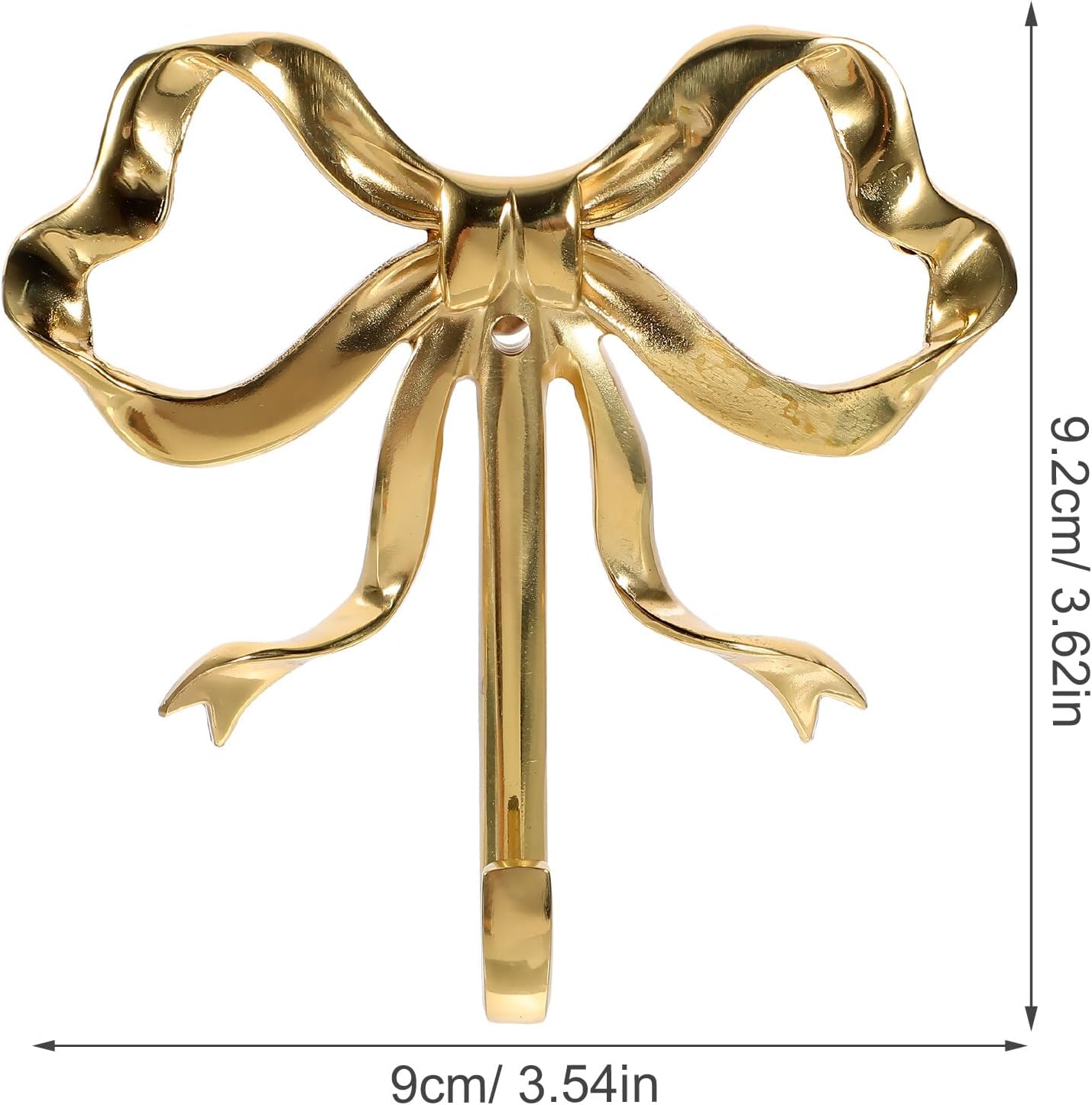 Set of 2 Large Brass Bow Hooks for Hanging Coats, Hats, and Towels - Gold Wall Hooks with Bowknot Design (3.62X3.54X0.79in)