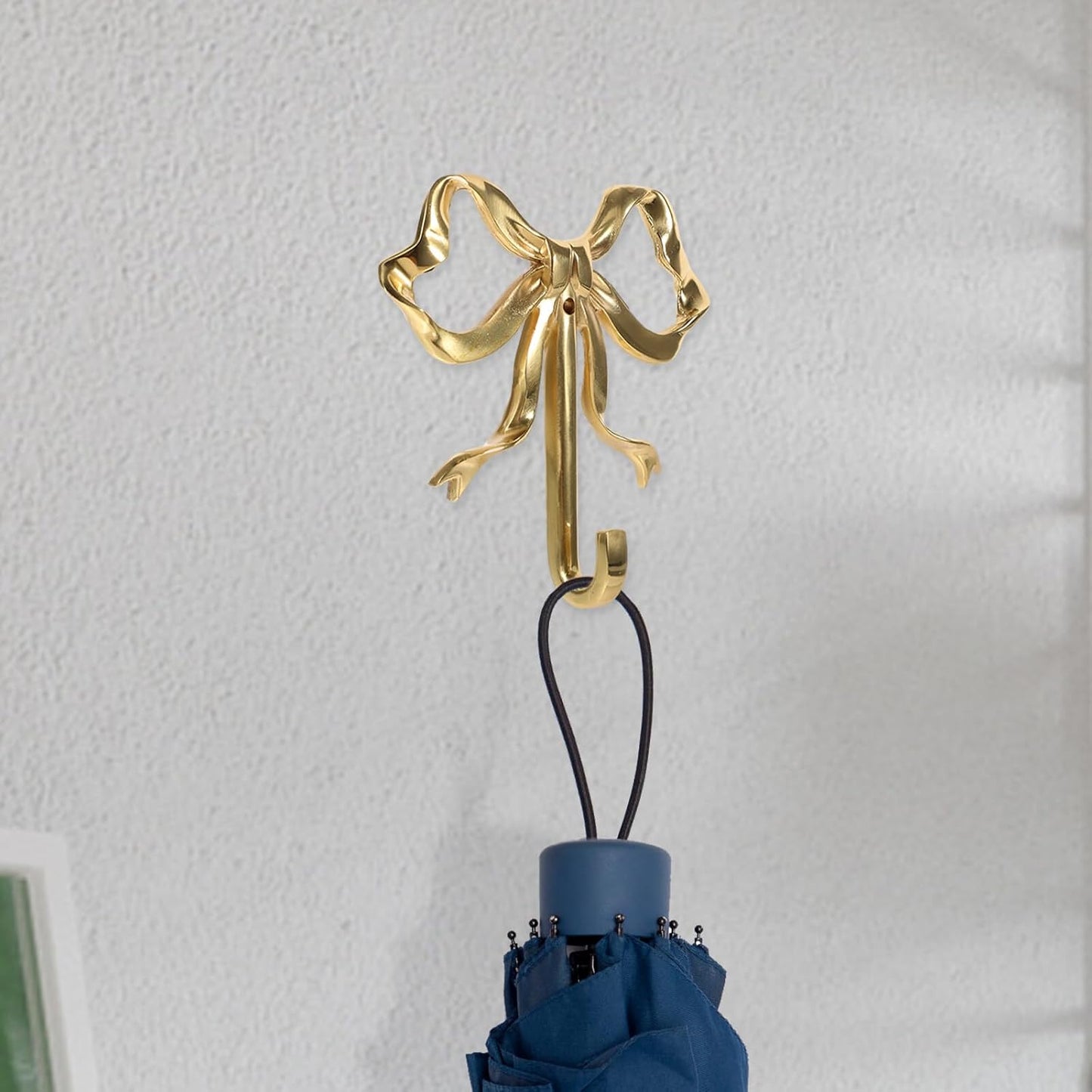 Set of 2 Large Brass Bow Hooks for Hanging Coats, Hats, and Towels - Gold Wall Hooks with Bowknot Design (3.62X3.54X0.79in)
