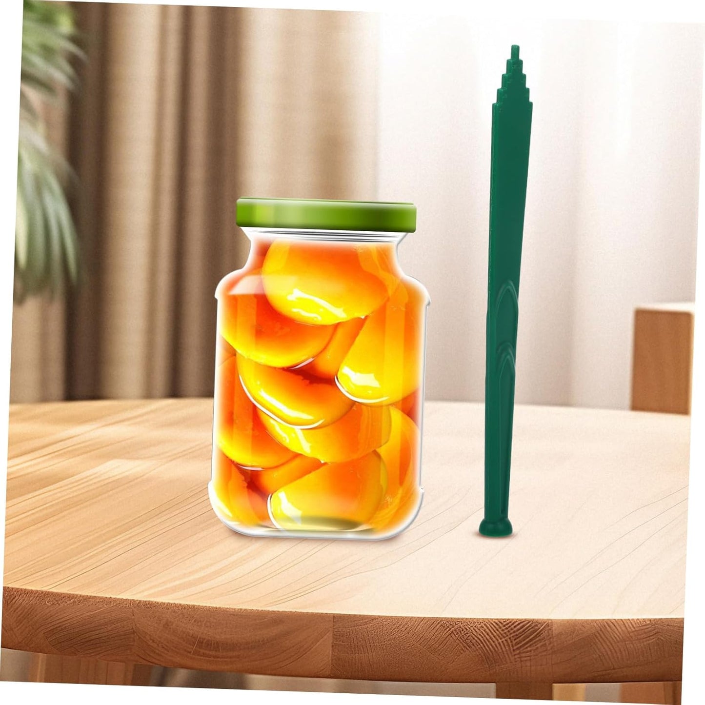 Set of 2 VOSAREA Canning Tools: Lid Lifter, Measuring Ruler, Bubble Remover - Green Plastic Kitchen Tool for Home Canning