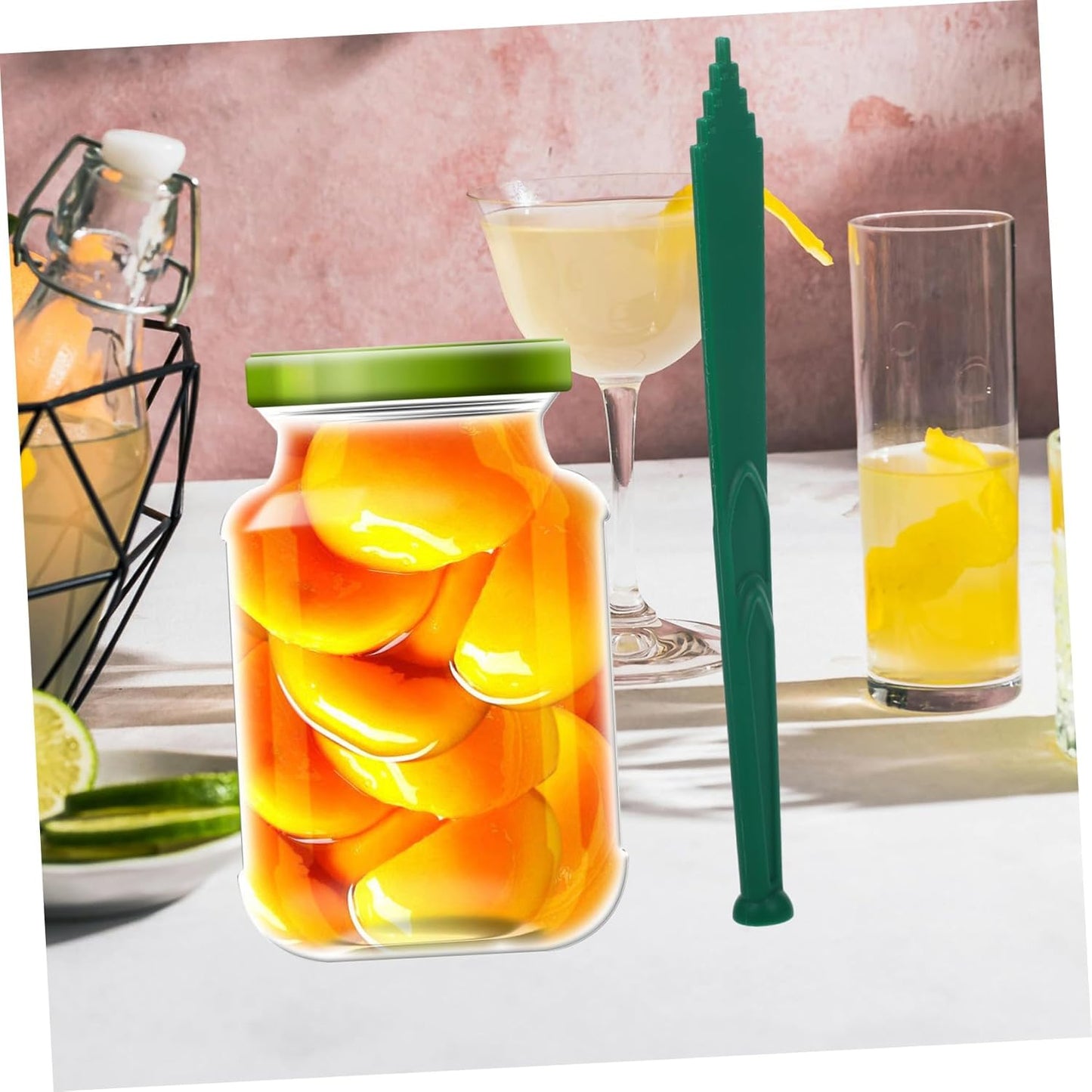 Set of 2 VOSAREA Canning Tools: Lid Lifter, Measuring Ruler, Bubble Remover - Green Plastic Kitchen Tool for Home Canning