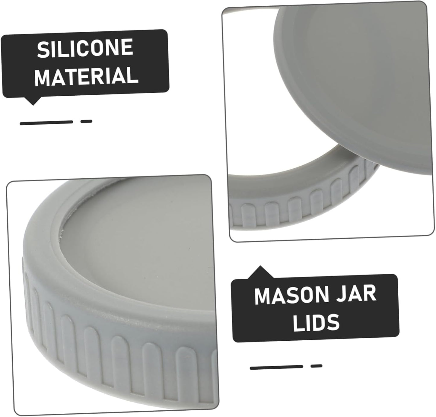 Set of 3 Alipis Wide Mouth Mason Jar Lid Covers - Grey Canning Jar Protectors for Kitchen Storage Bottle