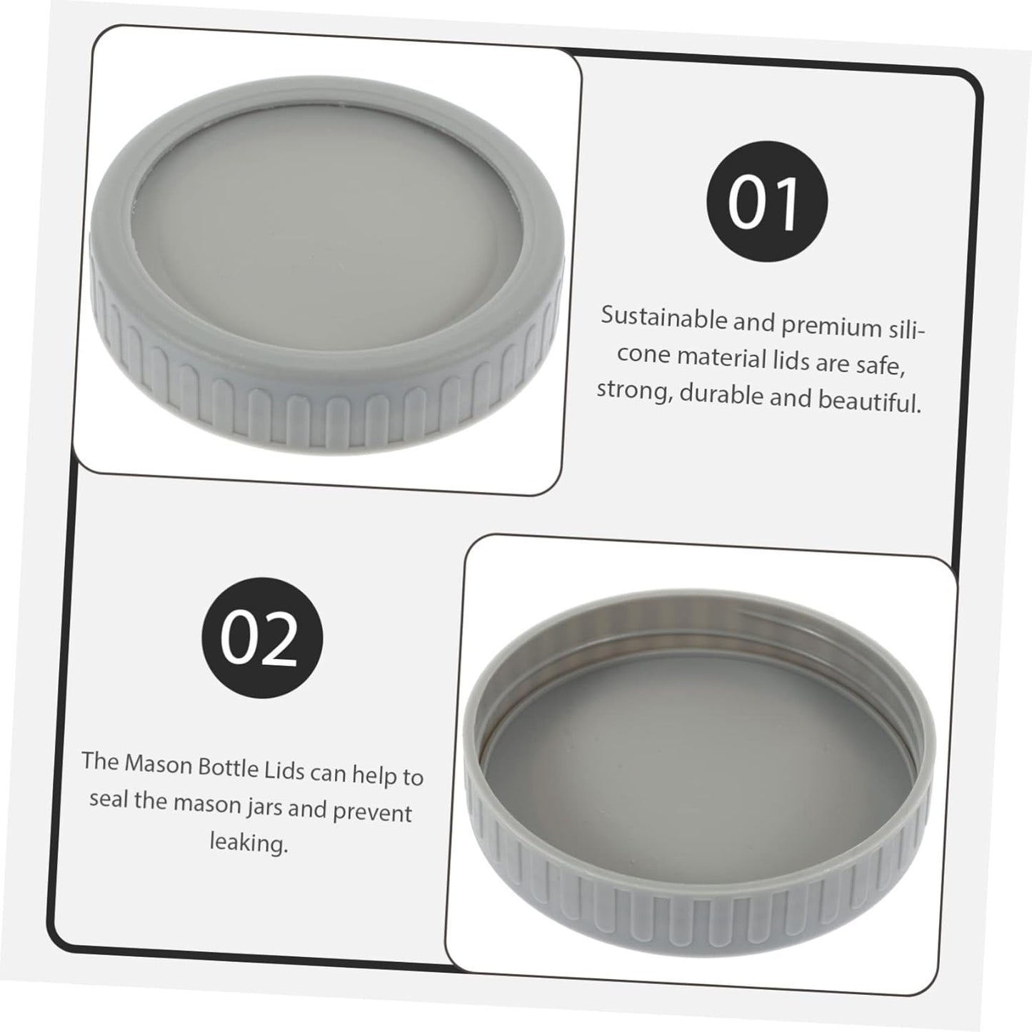 Set of 3 Alipis Wide Mouth Mason Jar Lid Covers - Grey Canning Jar Protectors for Kitchen Storage Bottle