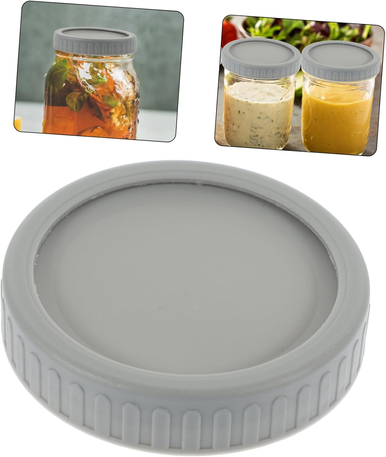 Set of 3 Alipis Wide Mouth Mason Jar Lid Covers - Grey Canning Jar Protectors for Kitchen Storage Bottle