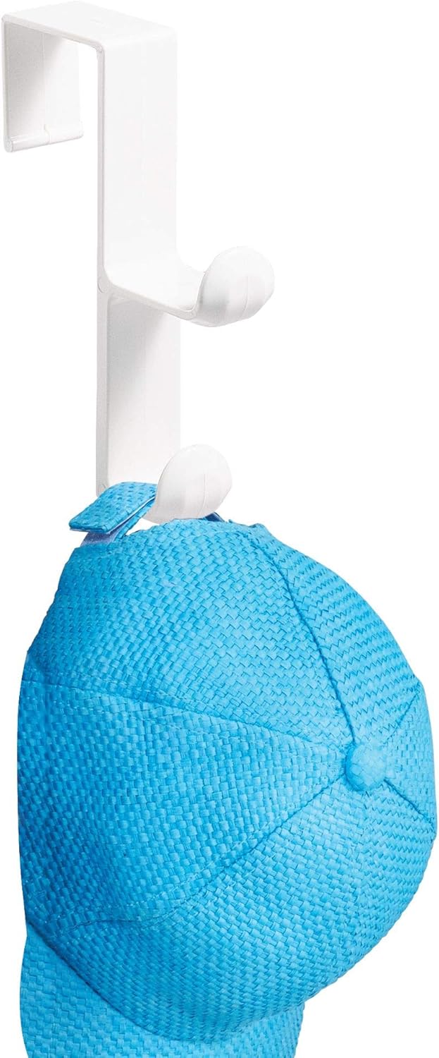 Set of 3 White Plastic Dual Hook Hangers for Coats, Jackets, Hats, Robes, Towels - Over the Door Organizer for Bathroom, Bedroom, Mudroom by InterDesign iDesign