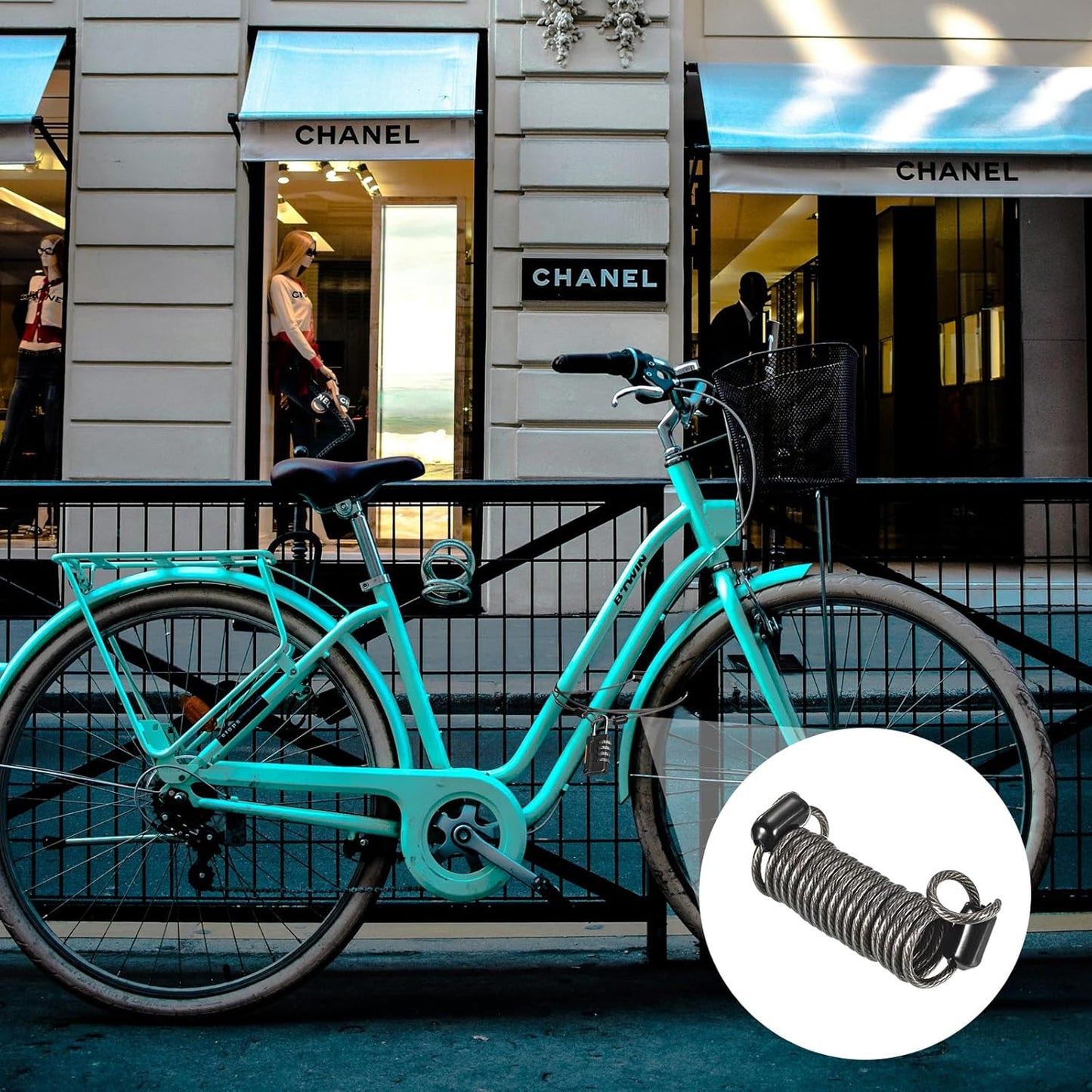 Set of 3 YOKIVE Security Steel Cables with Double Loop, Coated Baggage Spring Lock Wire Rope for Luggage, Bicycles, Doors - Black, 2.5mmx1m