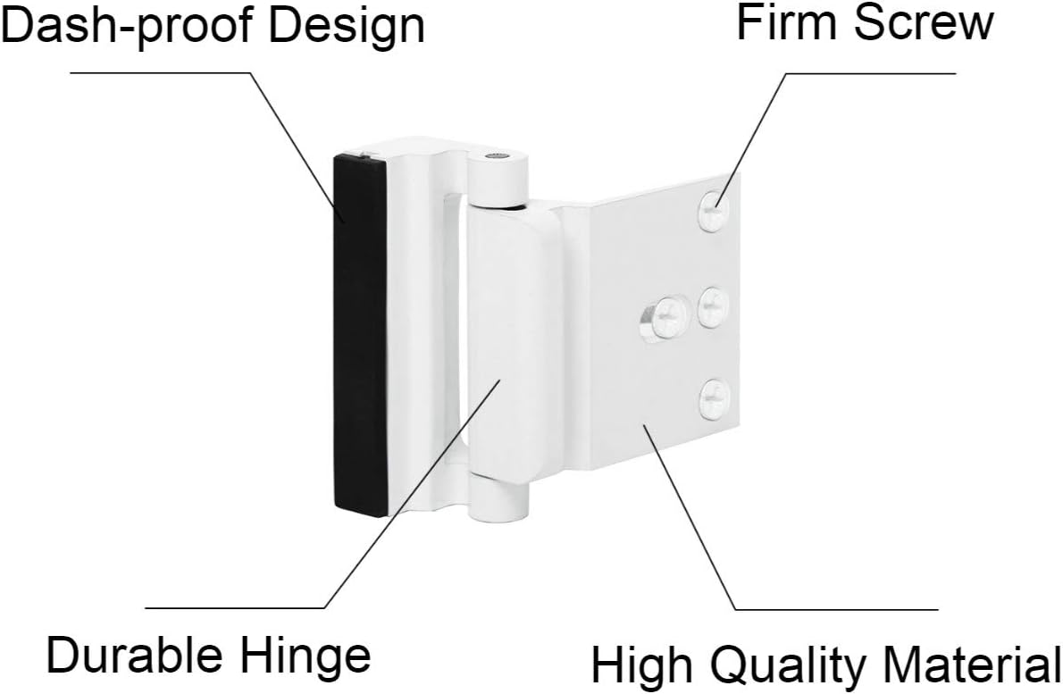 Set of 4 Door Reinforcement Locks for Inward Swing Doors - Childproof and Secure with Screws - Night Lock Withstands 800 lbs for Enhanced Home Safety