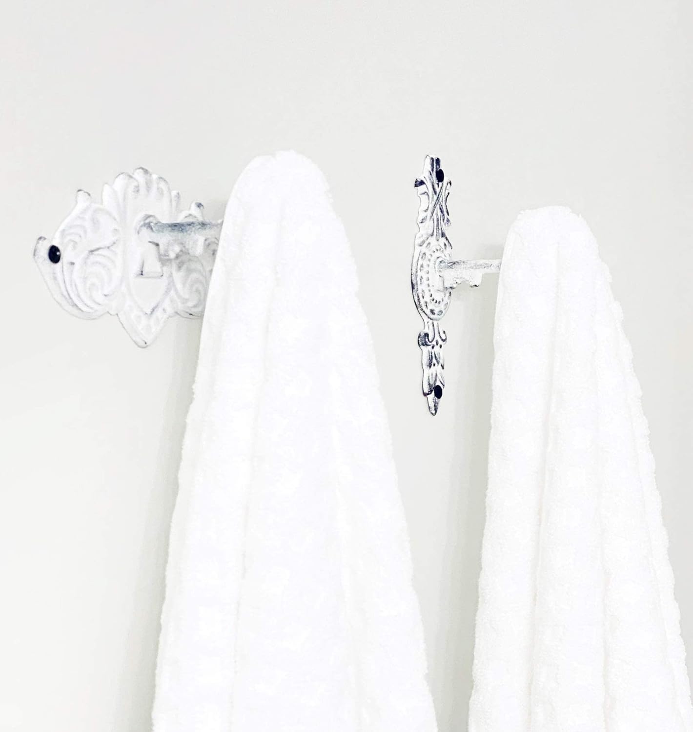 Set of 4 Key-Shaped Shabby Chic Hooks for Rustic Wall Decor, Coats, Towels & More by AuldHome Design