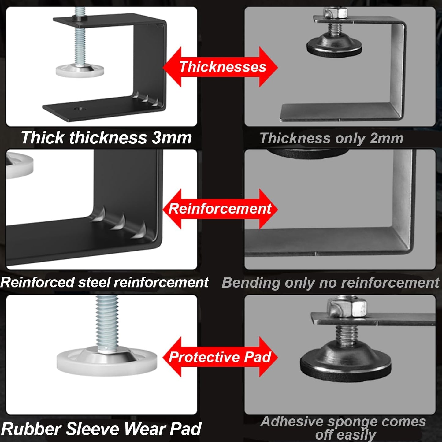 Set of 4 LISUNLI Drawer Fixing Clips for Easy Installation of Drawer Fronts - Cold-Rolled Steel Clamps for Woodworking Cabinets