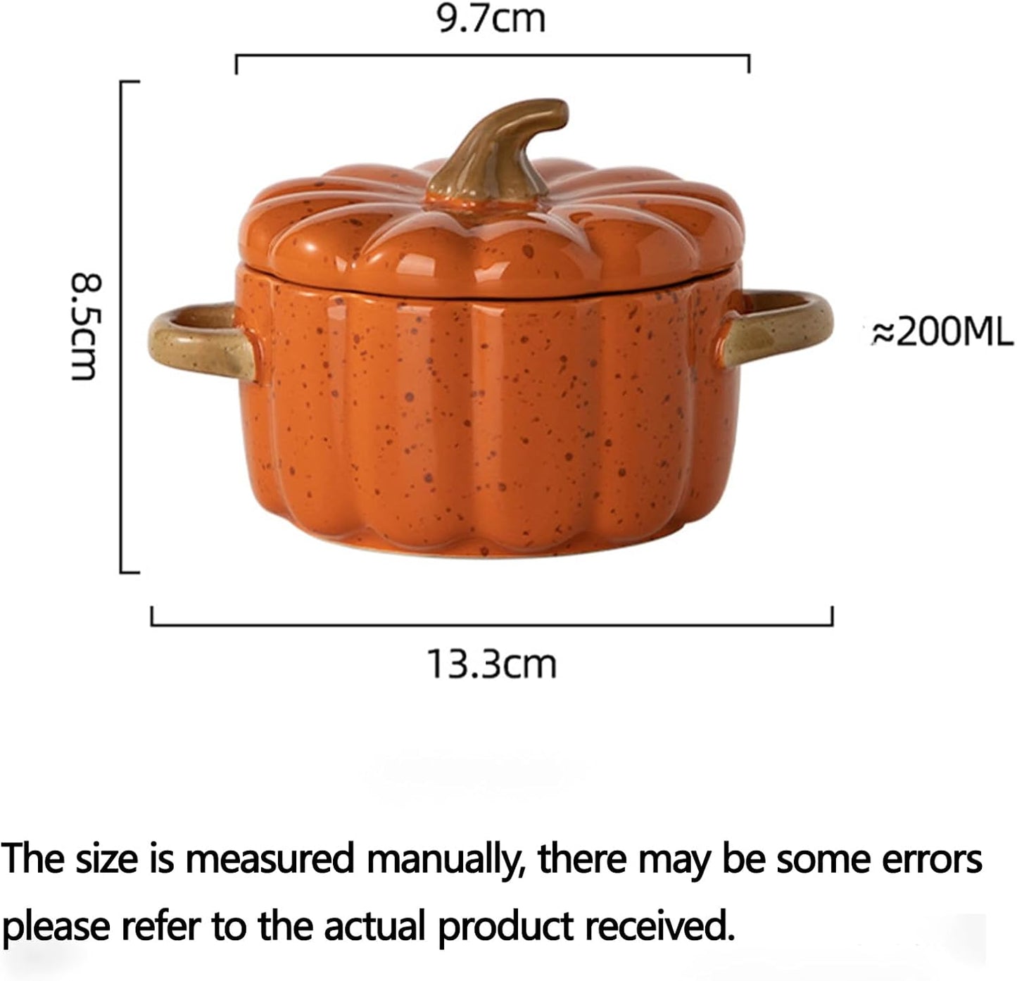 Set of 4 Pumpkin Ceramic Bowls with Lids and Handles - Oven Safe, Microwave Safe, Thickened Walls - Perfect for Baking, Serving, and Snacking, Ideal Halloween Gift