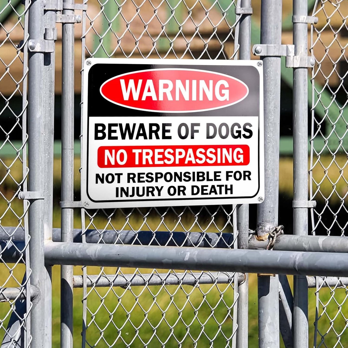 Set of 4 Rust-Proof Aluminium Beware of Dog Signs 12" x 8" for Home, Farm, Garden, Yard, Garage - Indoor/Outdoor Warning Sign