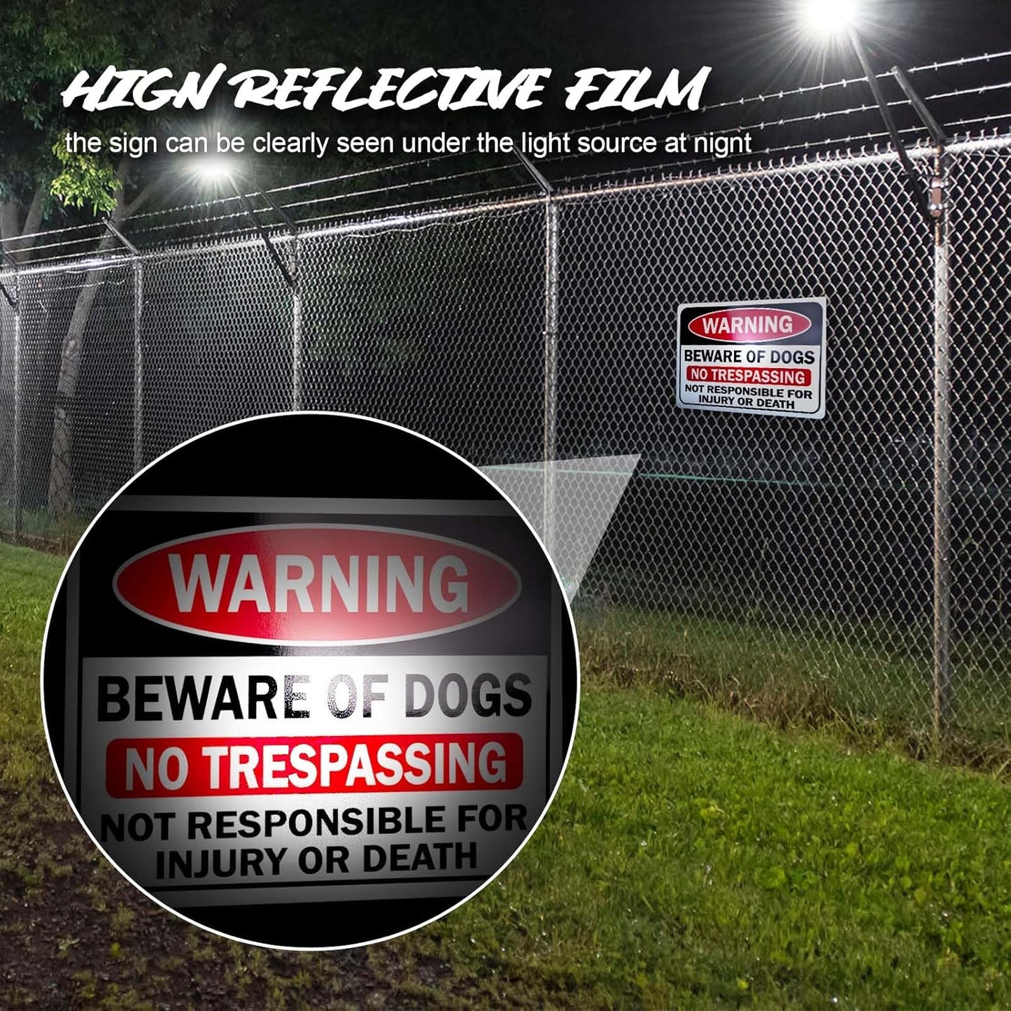Set of 4 Rust-Proof Aluminium Beware of Dog Signs 12" x 8" for Home, Farm, Garden, Yard, Garage - Indoor/Outdoor Warning Sign