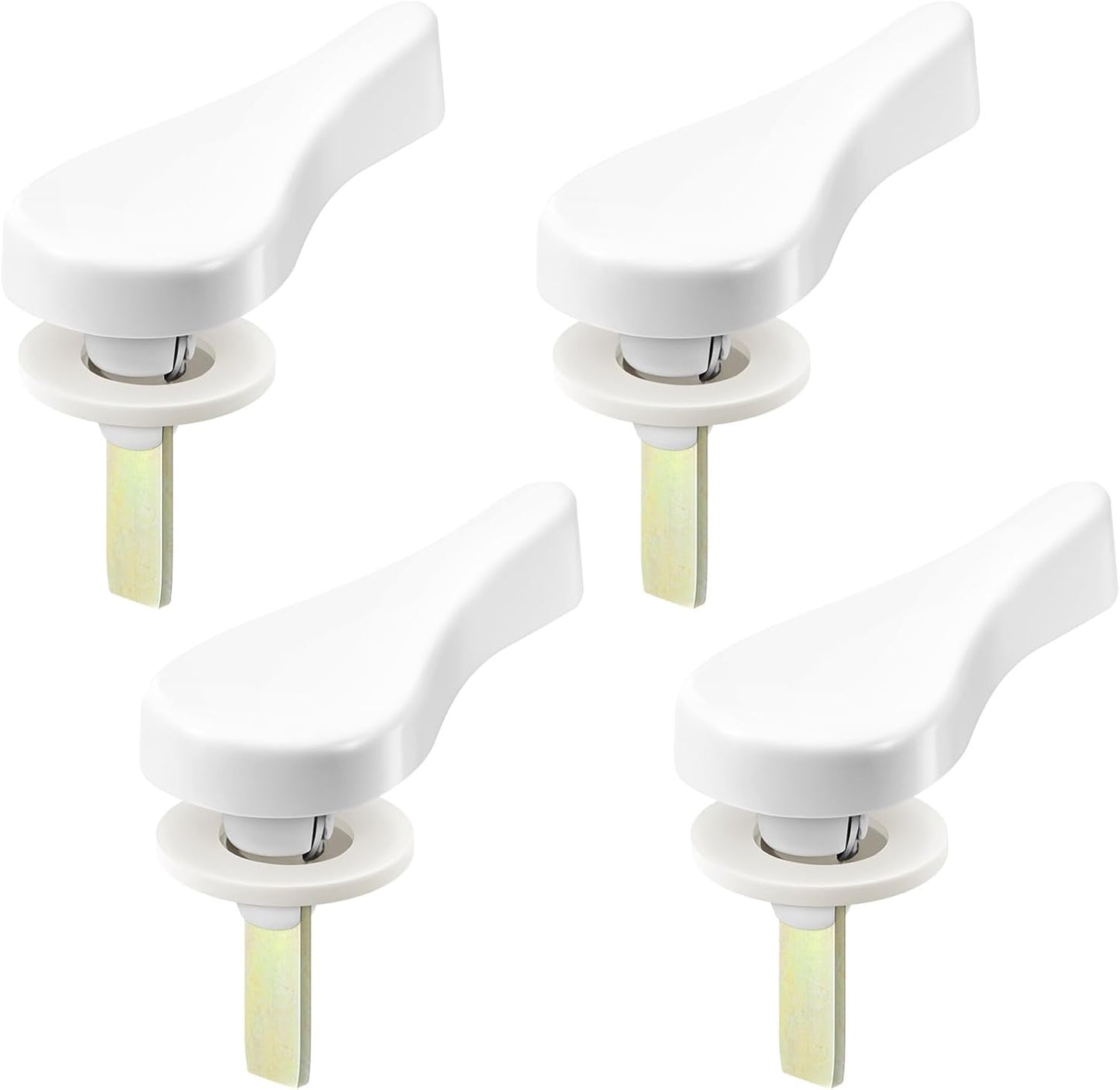 Set of 4 Zonon Sliding Door Latch Lever Spindle Pins in White Steel for Patio Door Replacement Hardware