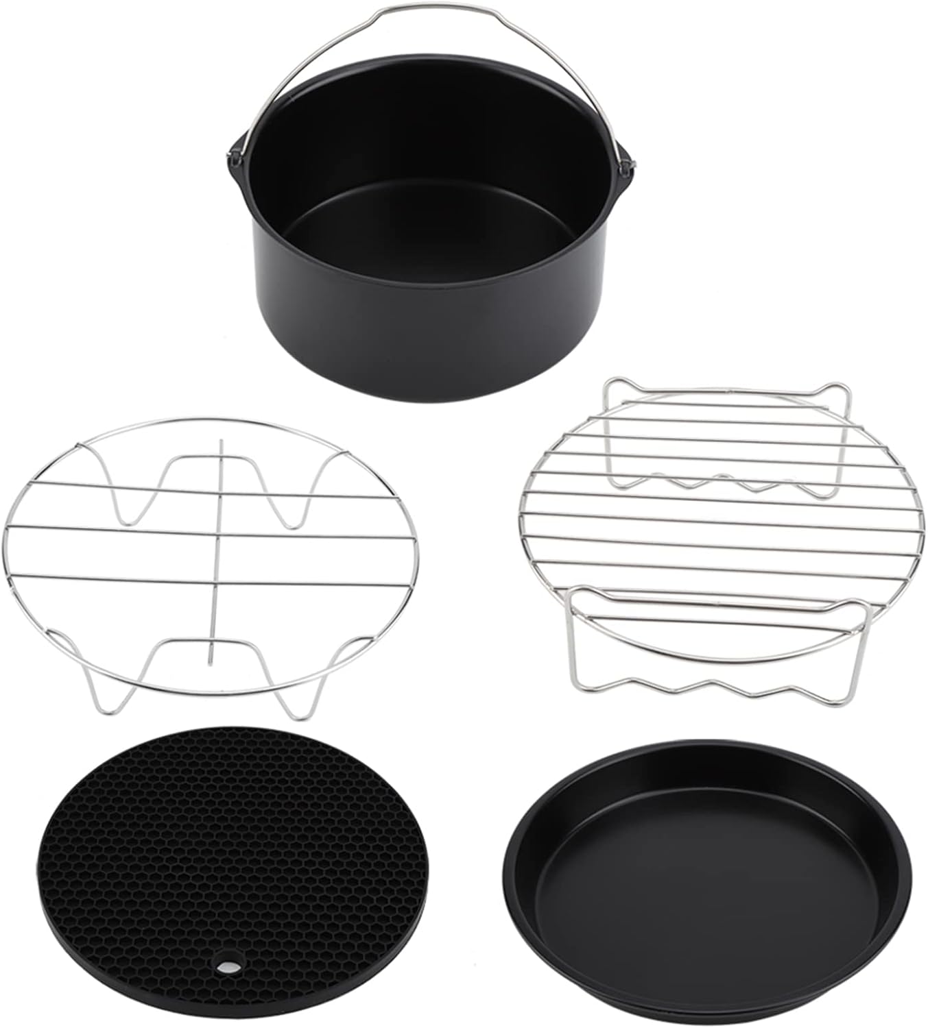 Set of 5 Non-Stick 7-inch Air Fryer Pans for Reusable Cake Accessories - ZLXHDL Air Fryer Accessories, Easy to Clean