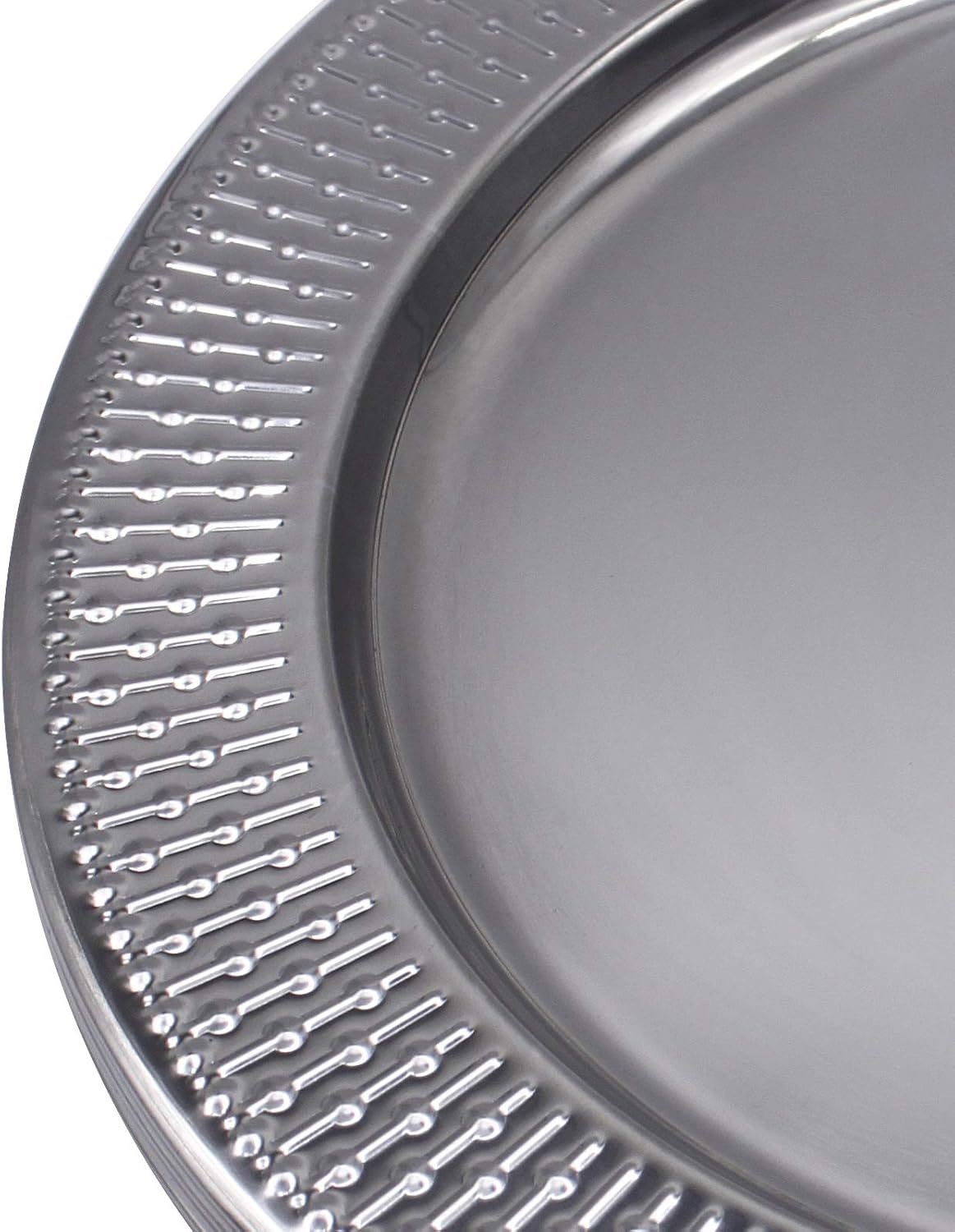 Set of 6 13-Inch Stainless Steel Beaded Charger Plates in Silver for Elegant Dining Events