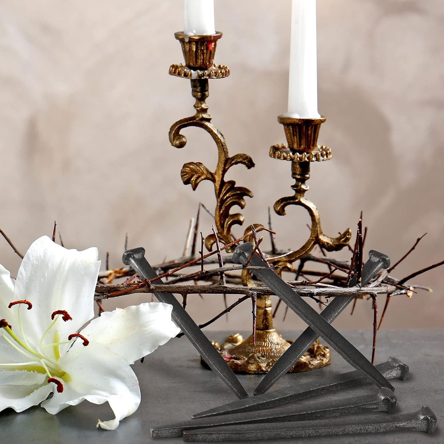 Set of 6 Crucifixion Nails - 6 Inch Iron Replica Tacks for Passion of Jesus Christ, Church, Christian Home, Christmas, Easter