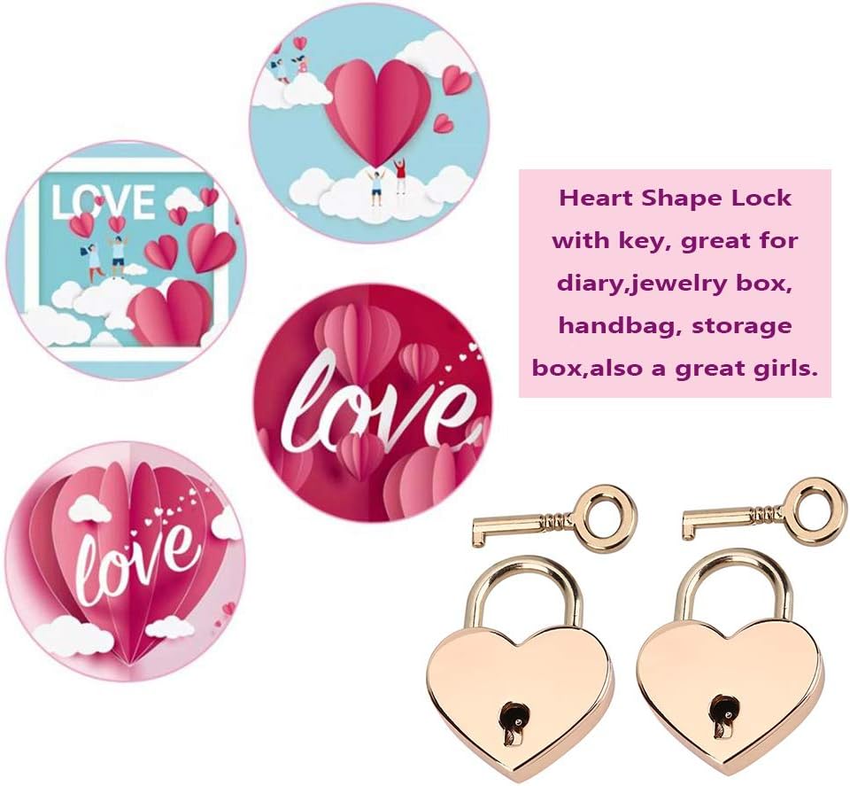 Set of 6 Mini Vintage and Heart Shaped Locks with Keys - Cute Bear and Silver Designs for Jewelry Box or Diary