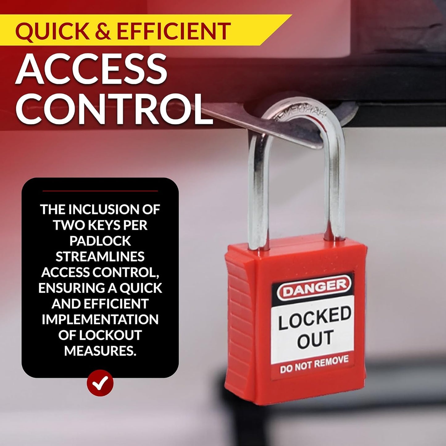 Set of 7 Red Lockout Tagout Locks with Keyed Different System - Brass Keys Included - OSHA Compliant Safety Locks