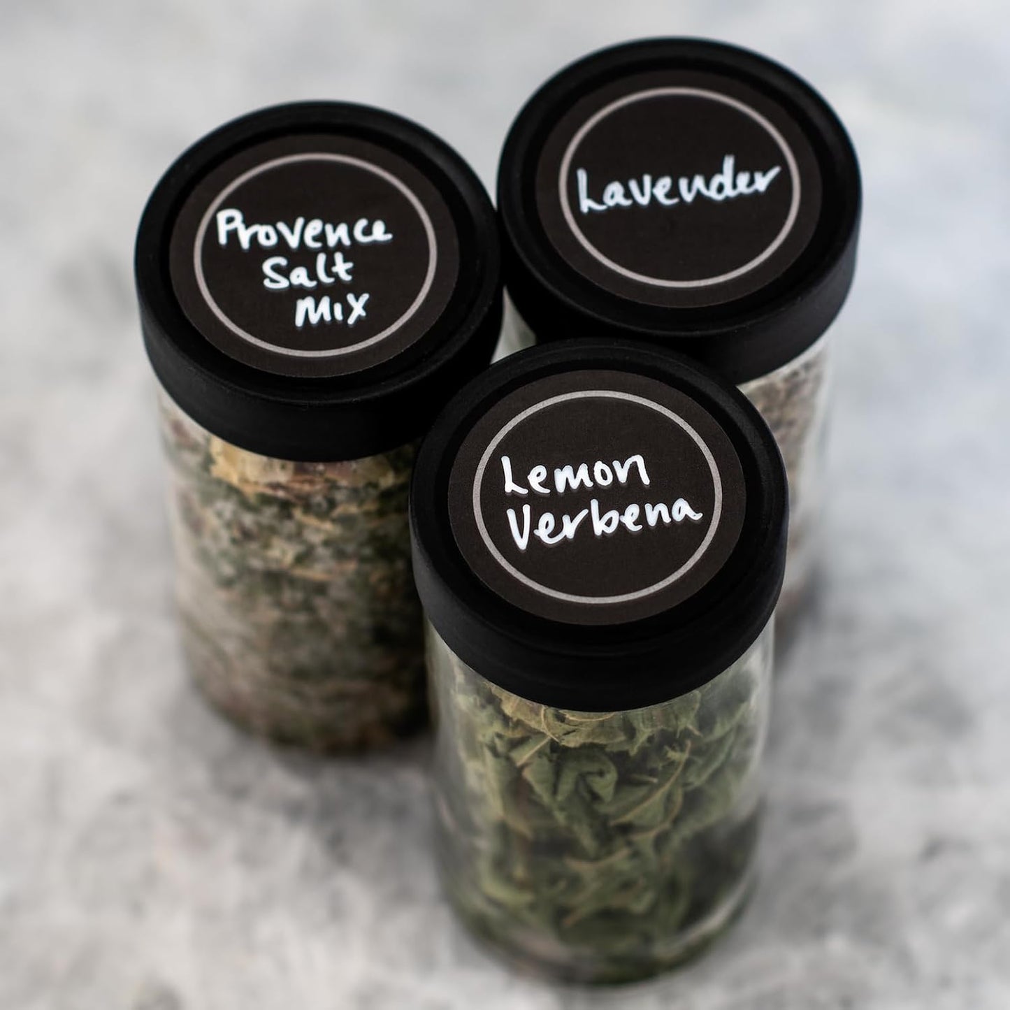 Set of 70 Black Water Resistant Round Spice Jar Labels - 1.5" - Fits Penzeys and AllSpice Jars - Blank Templates