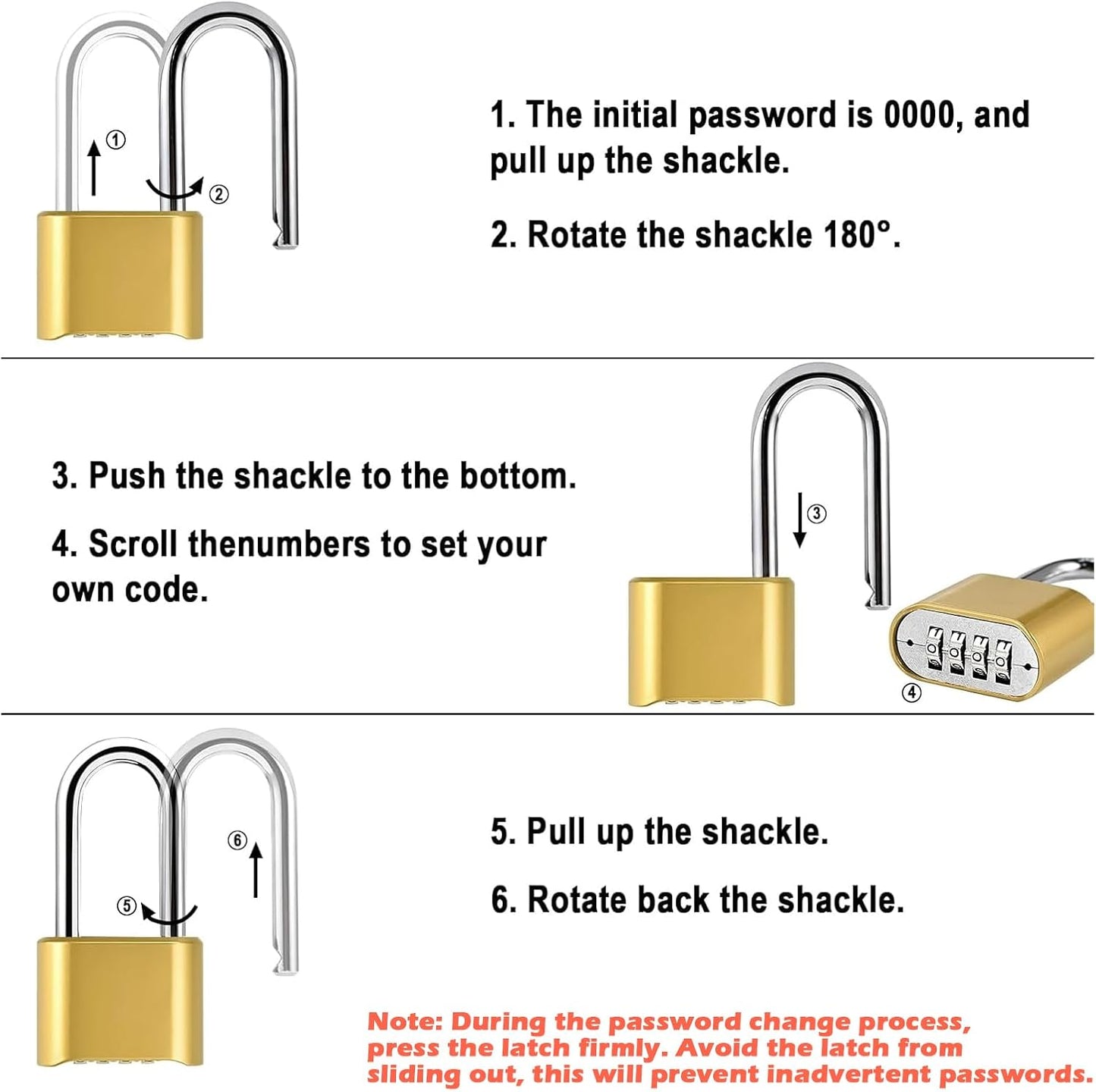 Set Your Own 4-Digit Weatherproof Combination Padlock for Gym Locker, Outdoor Fence, and Gate - Heavy Duty Combo Lock 2 Pack - WildKart