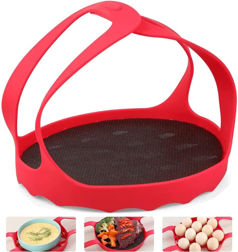 Silicone Bakeware Lifter for Instant Pot - Pressure Cooker Sling Steamer Rack - Anti-Scalding Egg Steamer Accessory - 6 Qt/8 Qt Size