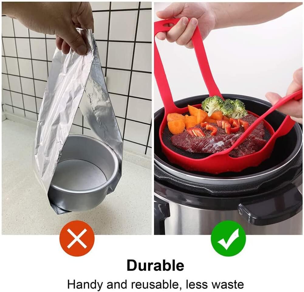 Silicone Bakeware Lifter for Instant Pot - Pressure Cooker Sling Steamer Rack - Anti-Scalding Egg Steamer Accessory - 6 Qt/8 Qt Size