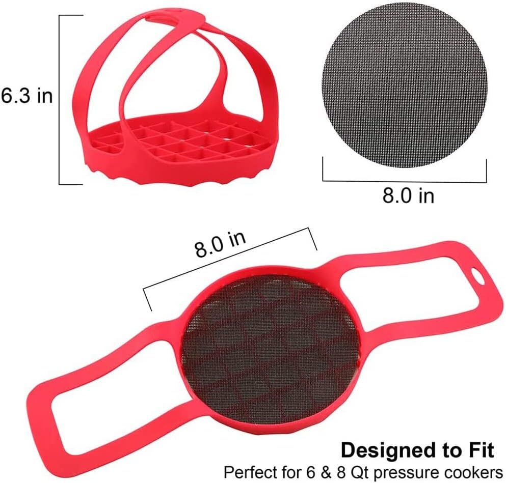 Silicone Bakeware Lifter for Instant Pot - Pressure Cooker Sling Steamer Rack - Anti-Scalding Egg Steamer Accessory - 6 Qt/8 Qt Size