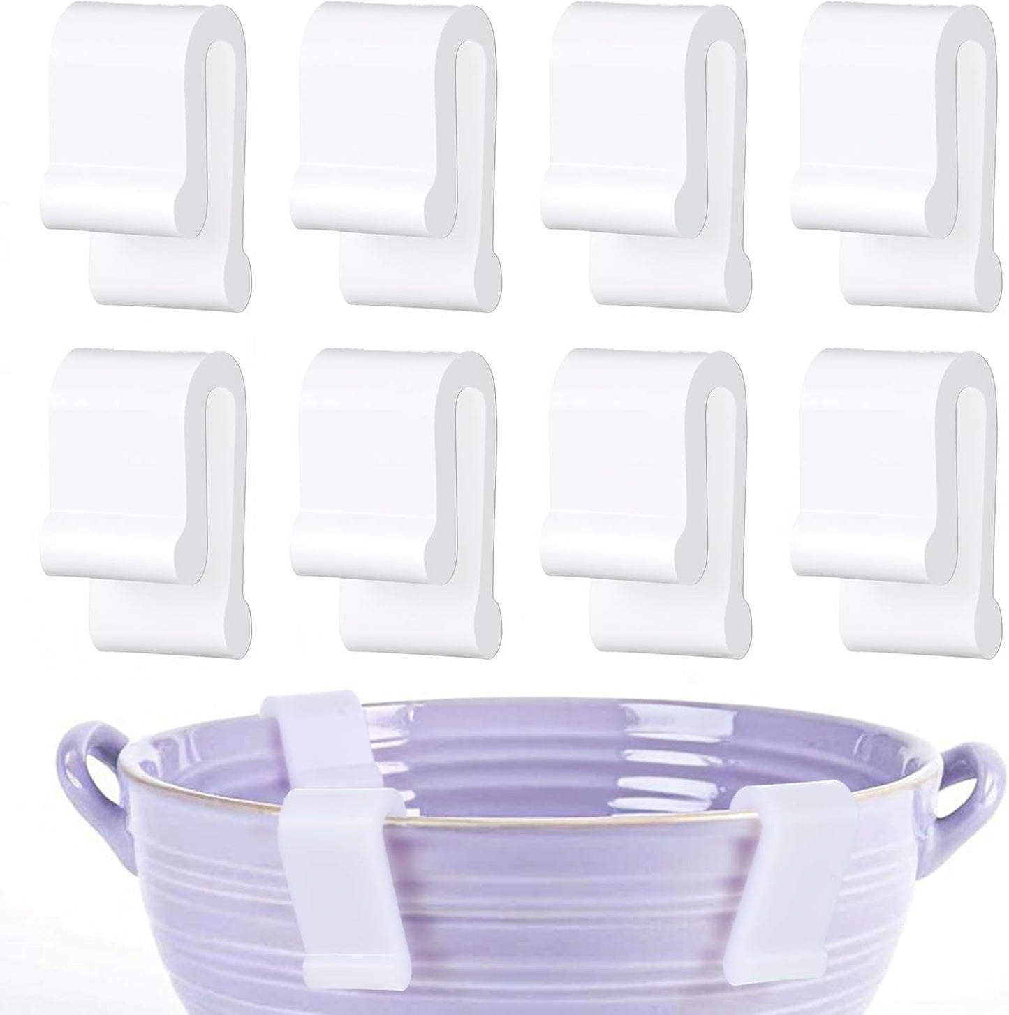 Silicone Dutch Oven Lid Protector Clips - Set of 8, Pot Lid Bumper Lifter Accessories, White Pan Protector Replacement Clip