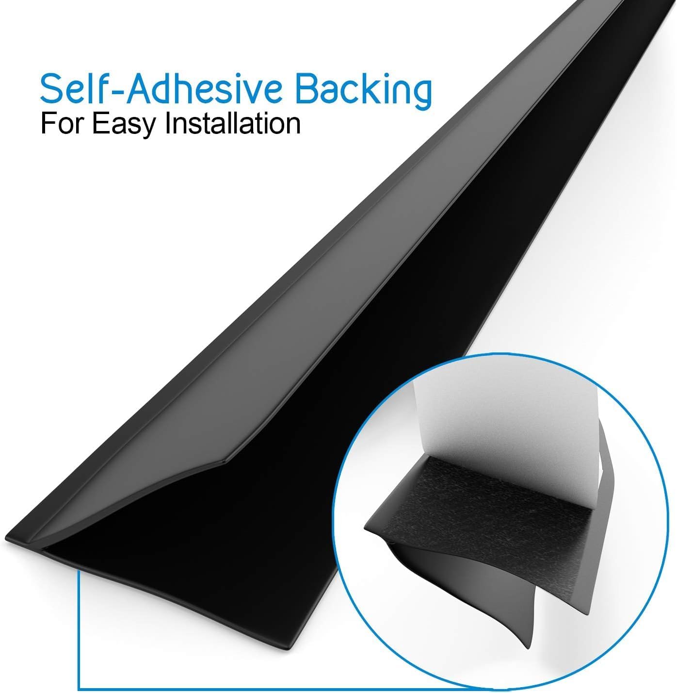 Silicone Fin Shaped Weather Stripping Seal for Doors and Windows - Self Adhesive - Black