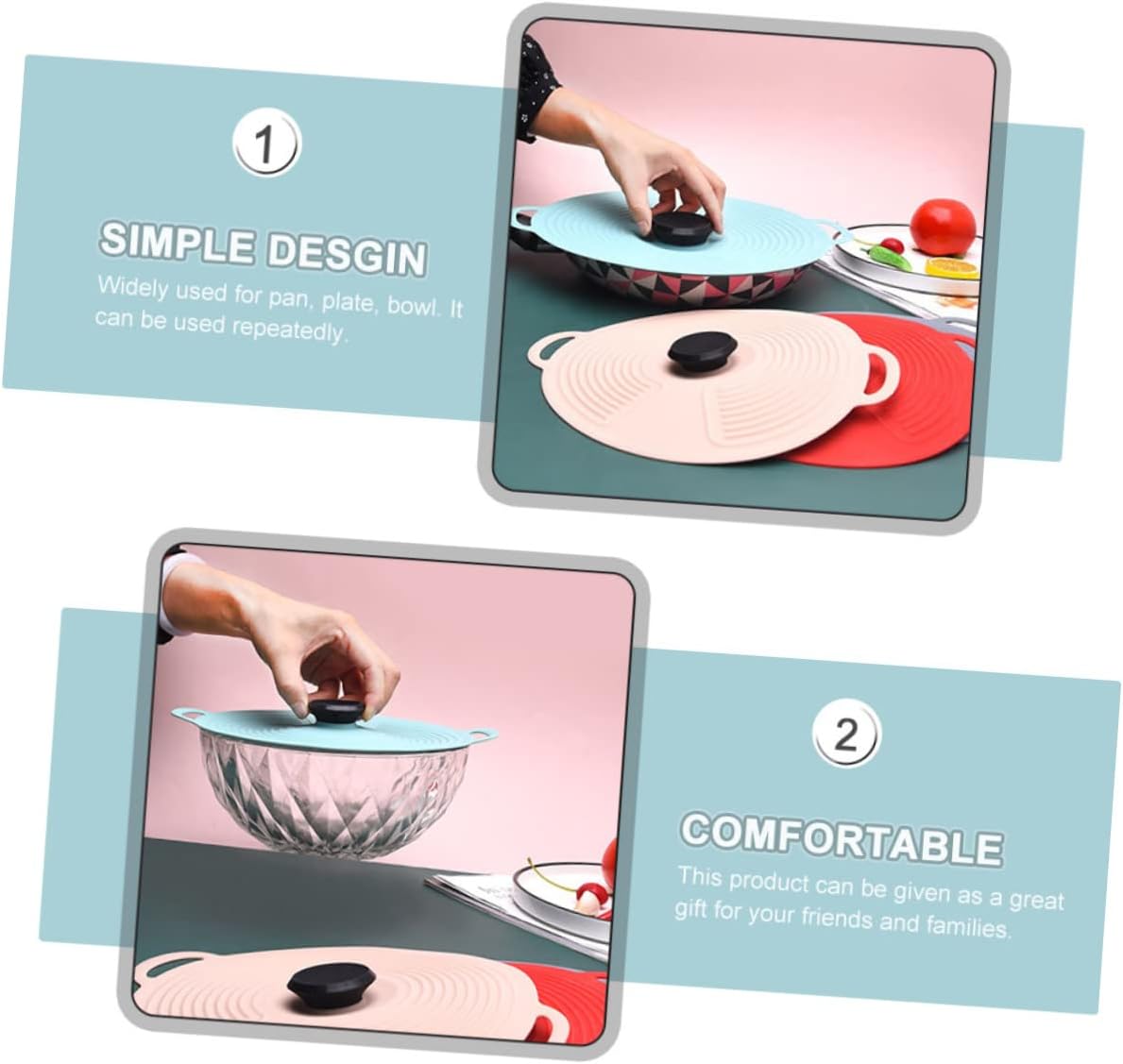 Silicone Pot Lid Set - Reusable Covers for Bowls, Pans, and Microwave - Anti-Scald Silicone Preservation Covers