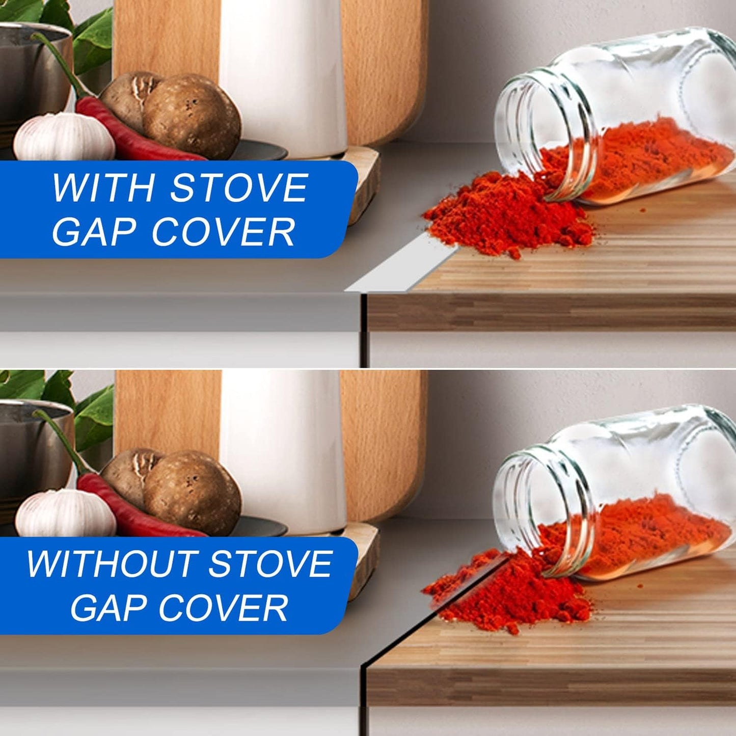 Silicone Stove Counter Gap Cover (2 Pack) - Heat Resistant Kitchen Filler for Counters, Ovens, Stovetops, and Appliances - Easy to Clean - 21in White