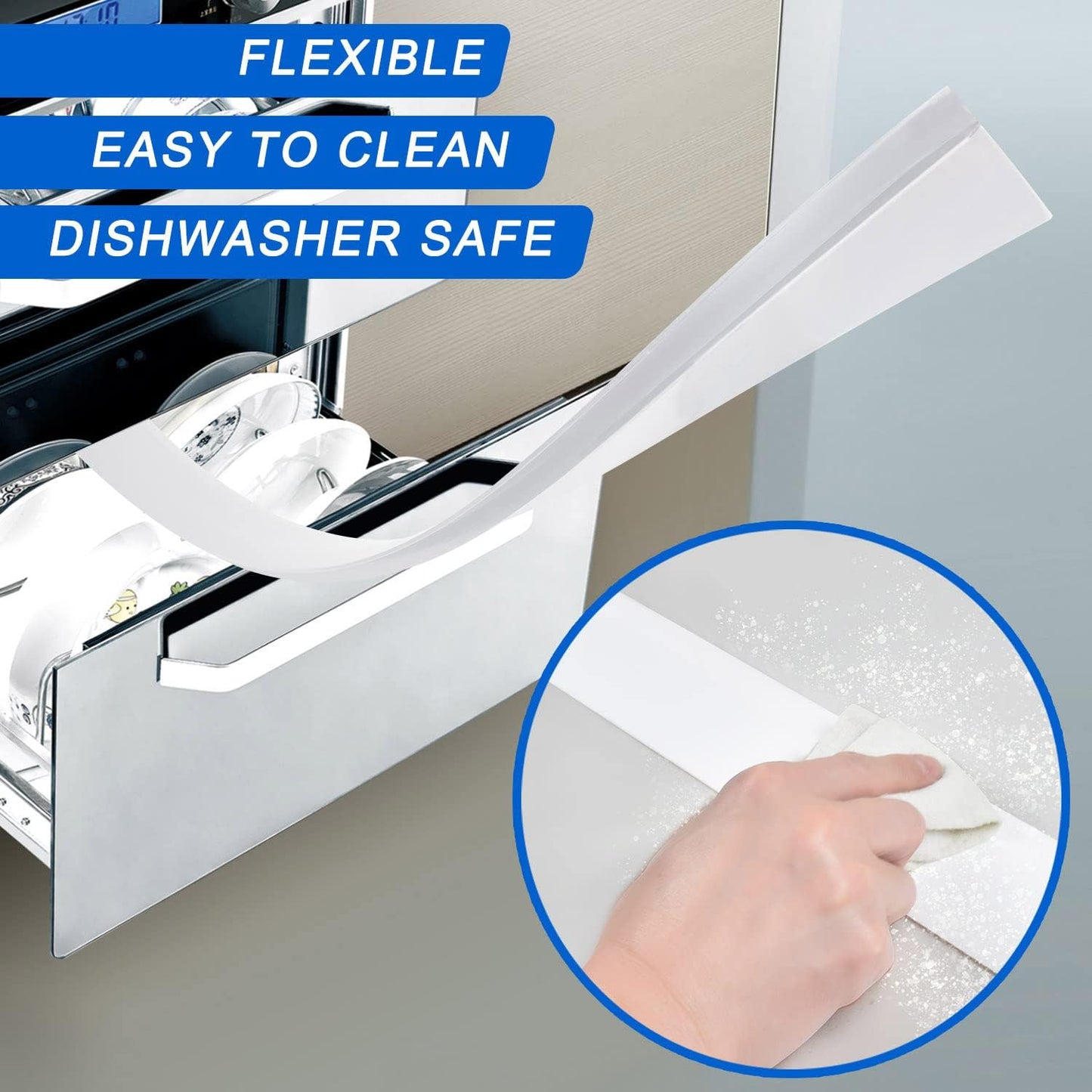 Silicone Stove Counter Gap Cover (2 Pack) - Heat Resistant Kitchen Filler for Counters, Ovens, Stovetops, and Appliances - Easy to Clean - 21in White