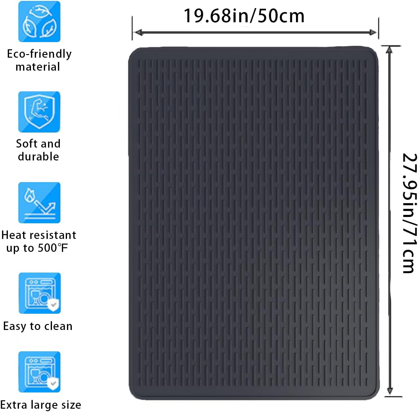 Silicone Stove Cover Set for Gas & Electric Stove Tops - Heat Resistant Mat for Countertop Protection - Non-Slip Oven Covers for Glass & Ceramic Stoves - 28x20 Inches (Black)