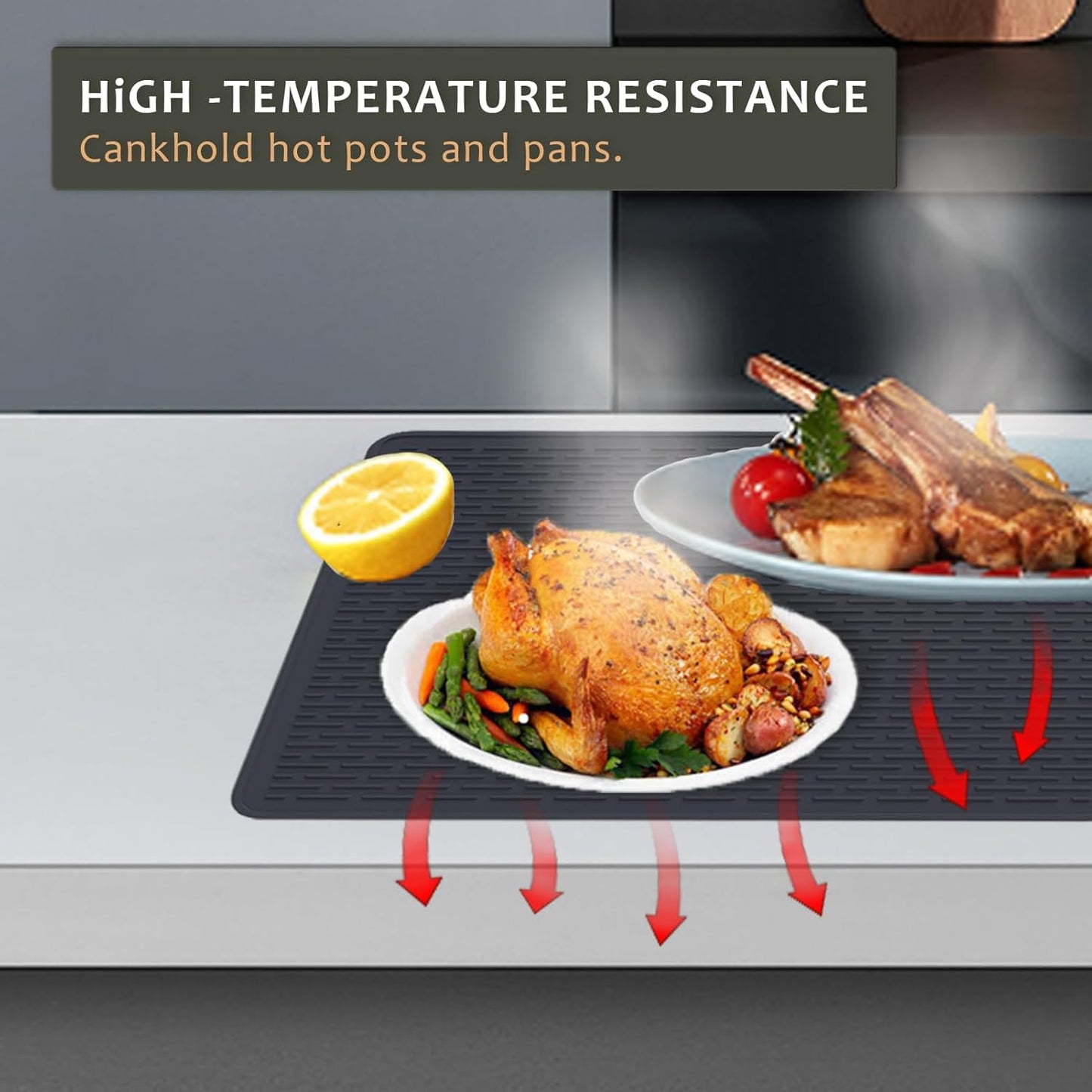 Silicone Stove Cover Set for Gas & Electric Stove Tops - Heat Resistant Mat for Countertop Protection - Non-Slip Oven Covers for Glass & Ceramic Stoves - 28x20 Inches (Black)