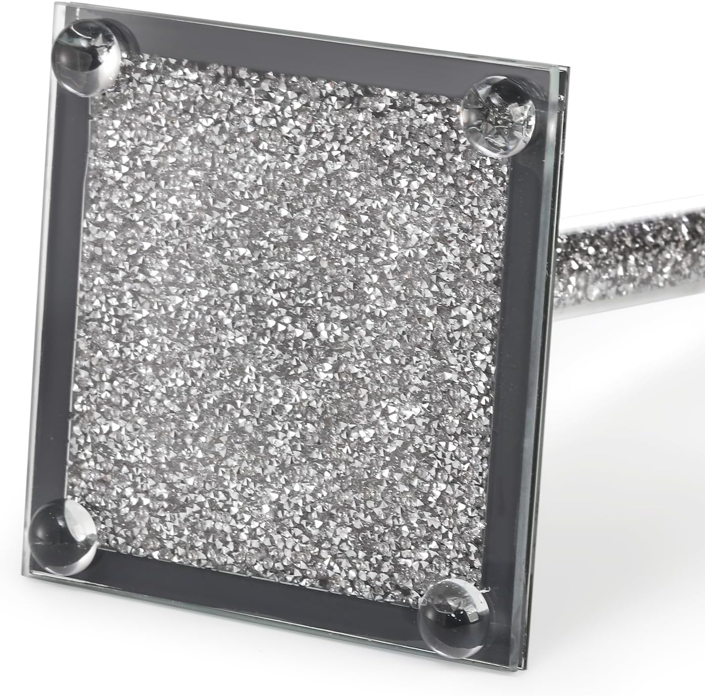 Silver Countertop Paper Towel Holder with Weighted Base and Crystal Crushed Diamond Filling for Kitchen and Bathroom