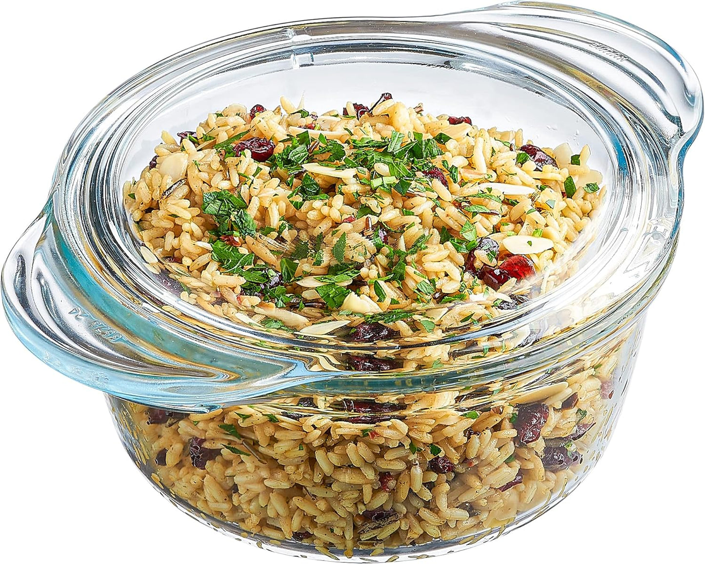 Simax Clear Glass Round Casserole Dish with Lid and Handles - 1.75 Quart Glass Covered Bowl for Cooking, Baking, and Serving - Microwave, Dishwasher, Oven, and Stove Safe Cookware