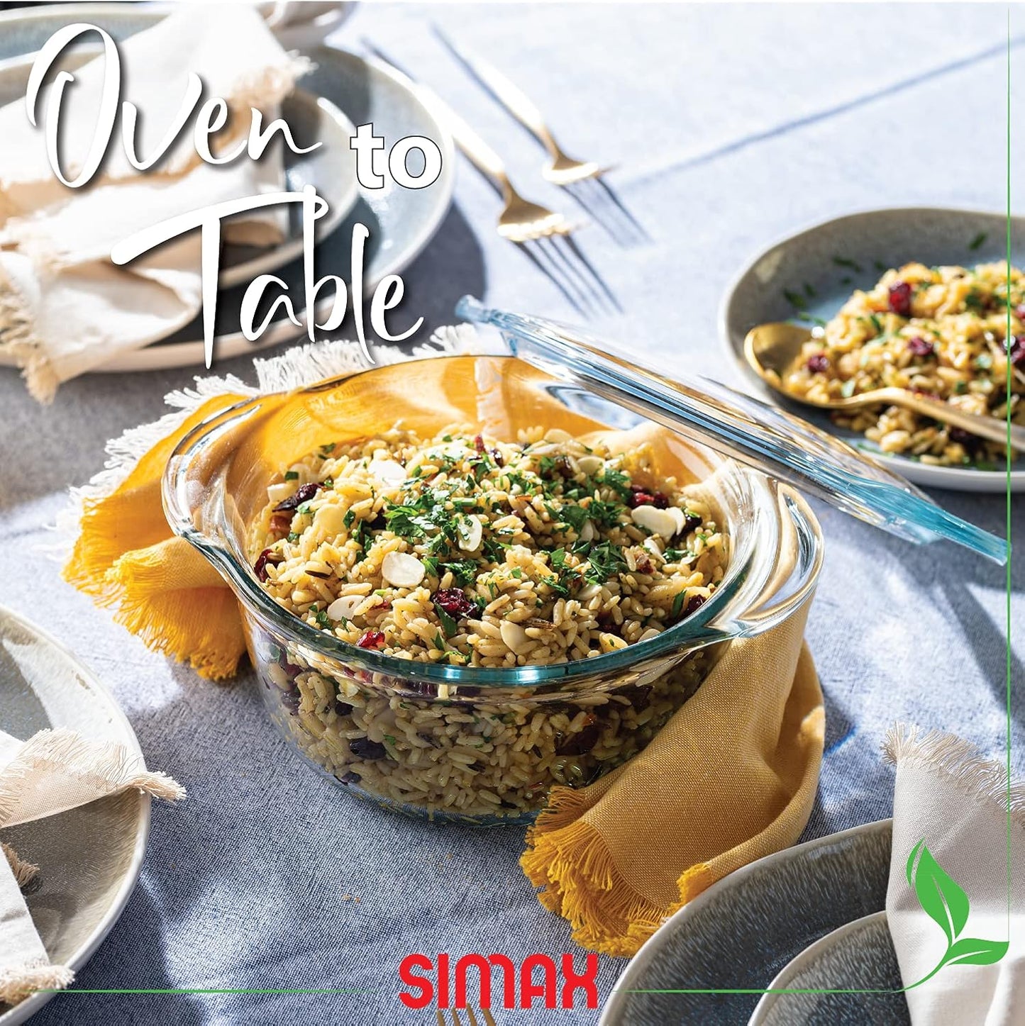 Simax Clear Glass Round Casserole Dish with Lid and Handles - 1.75 Quart Glass Covered Bowl for Cooking, Baking, and Serving - Microwave, Dishwasher, Oven, and Stove Safe Cookware