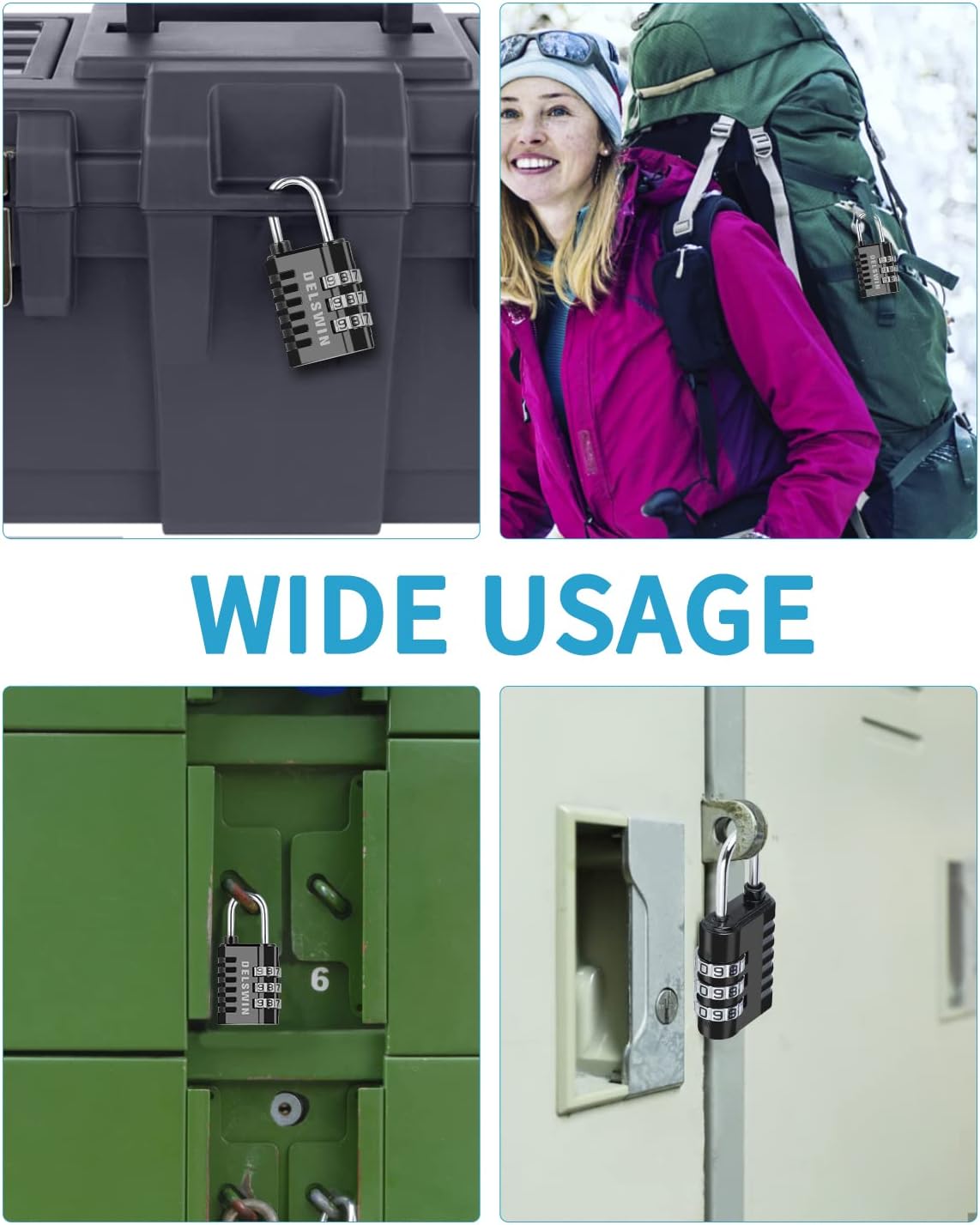 Small Combination Lock Set for Lockers, Gym, Backpacks, and Luggage - Includes 3-Digit and 4-Digit Mini Locks