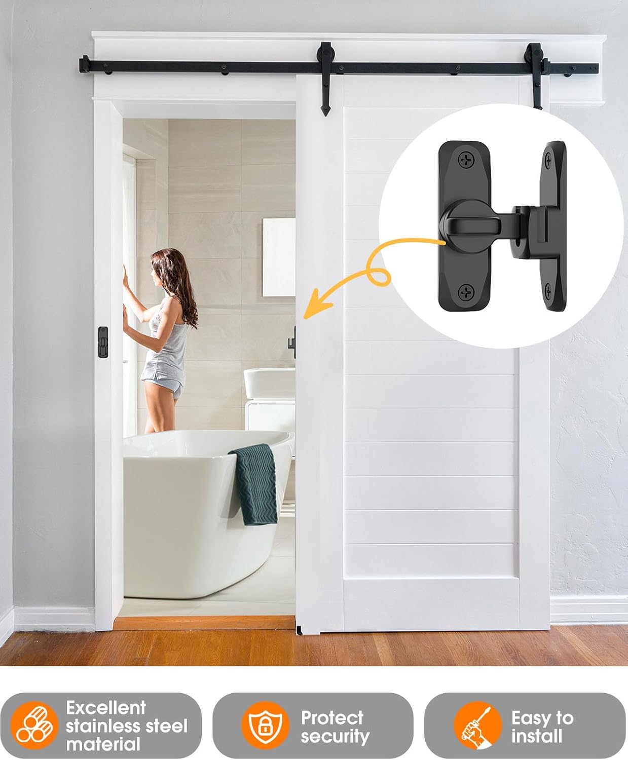 Small Flip Gate Latch Lock for Barn Doors, Cabinets, Bathrooms - 90/180 Degree YogePote Sliding Door Security Hardware (Black-2Pcs)
