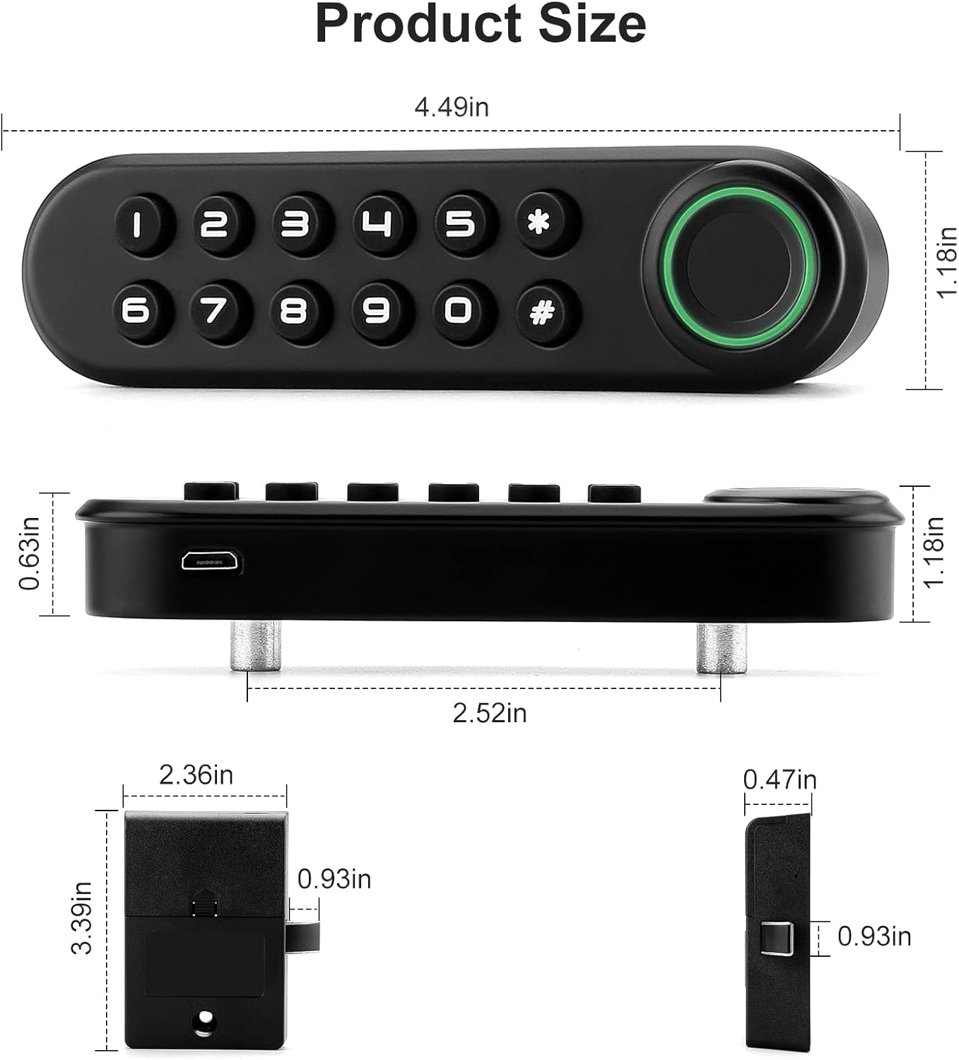 Smart Biometric Fingerprint Cabinet Lock with USB Key - Keyless Hidden File Drawer Wardrobe Lock for Home Office Privacy