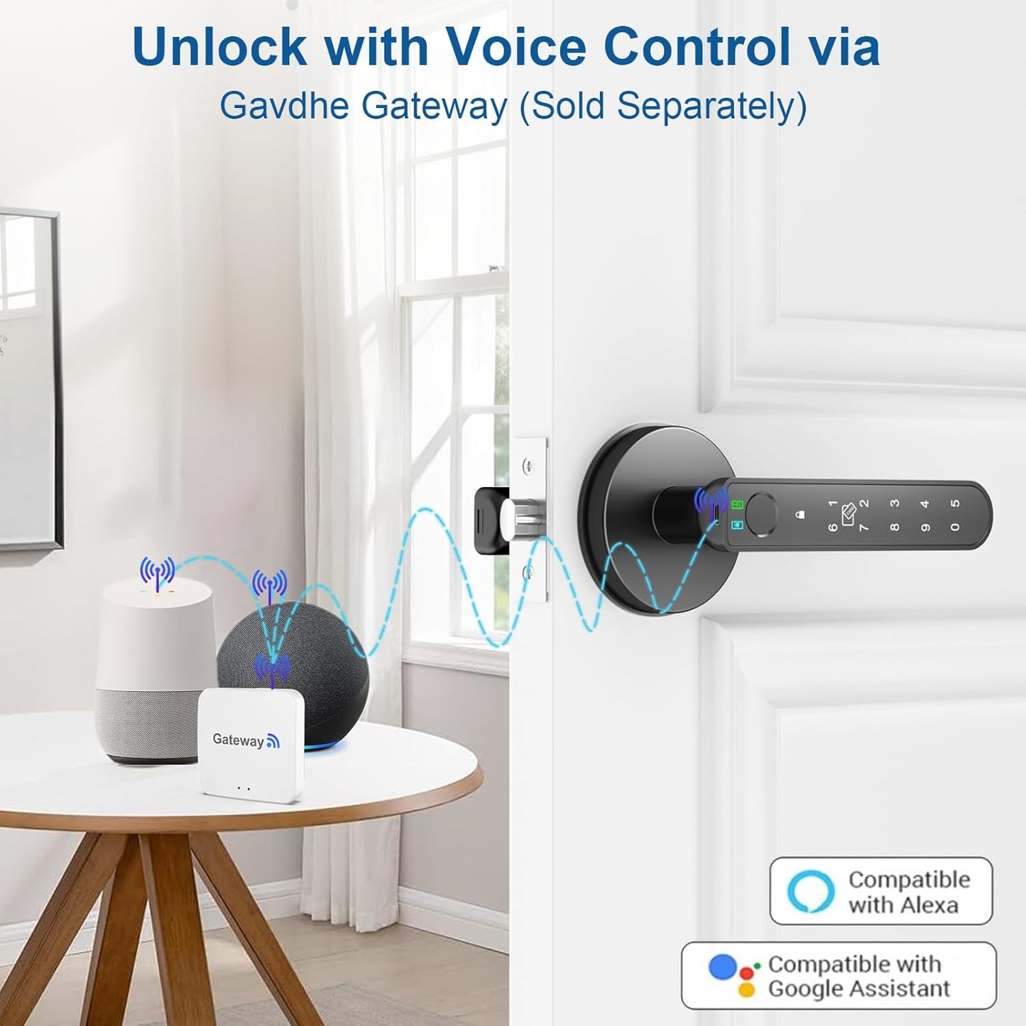 Smart Biometric Fingerprint Door Lock with Keyless Entry and App Control - Easy Installation for Home, Bedroom, Office - Black