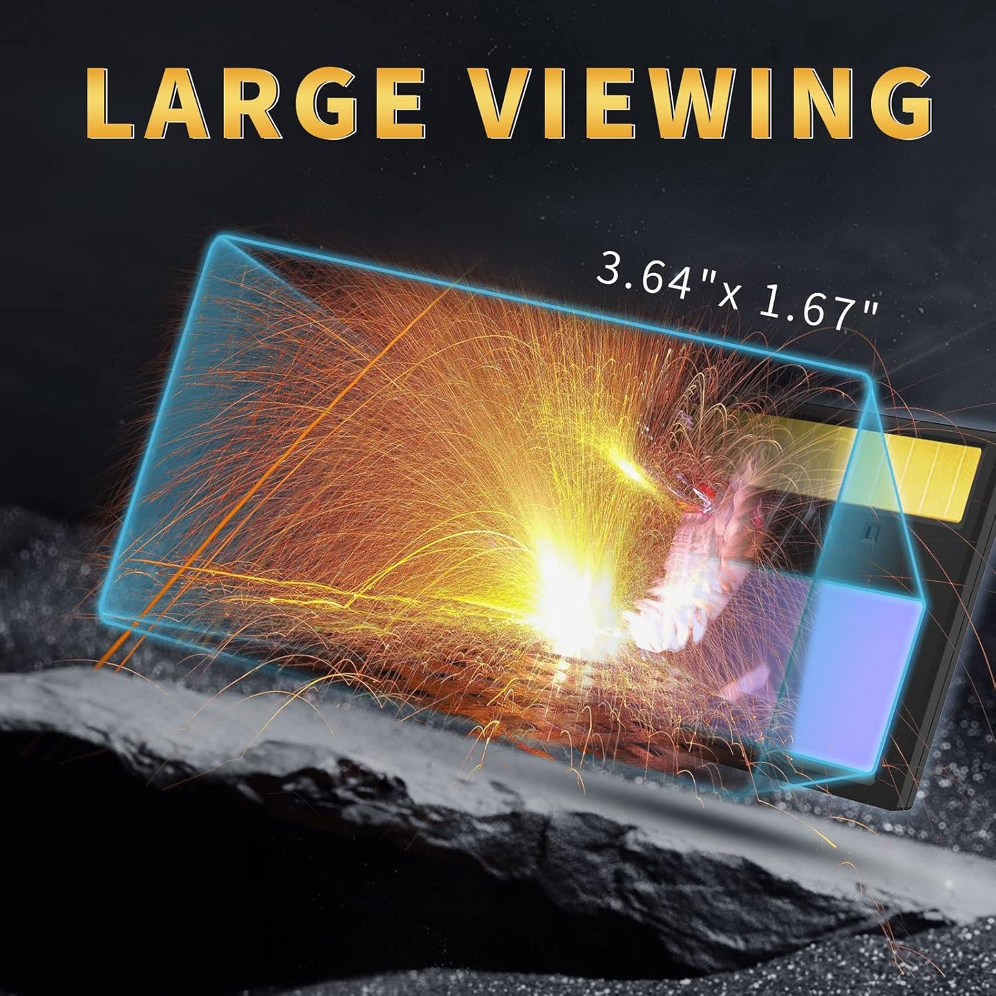 Solar-Powered True Color Welding Lens 4.33"x3.54" with Adjustable Shade Range 4/9-13 - Replacement Accessories for TRQWH Welding Hood