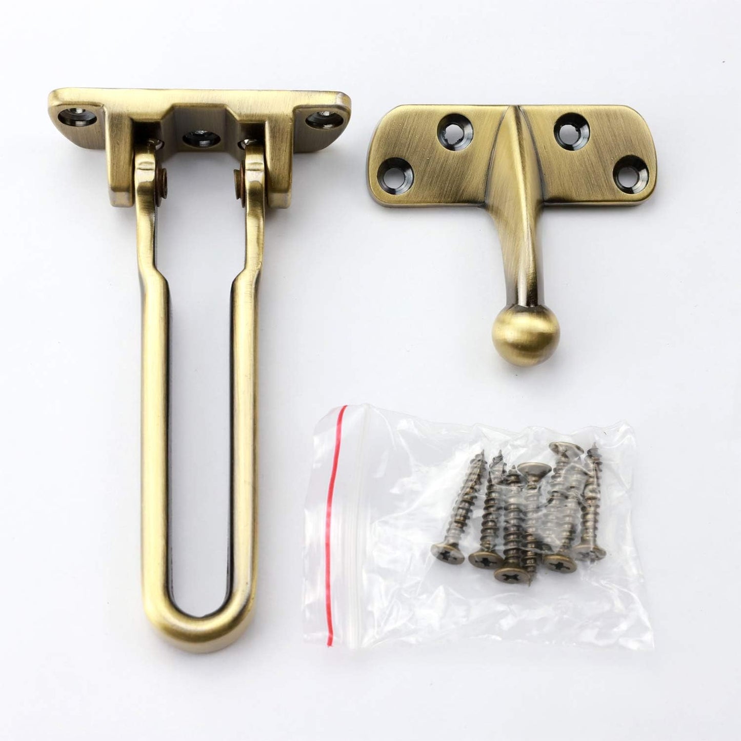Solid Thicken Door Security Guard with Swing Bar Latches - Antique Brass, Burglar-Proof Padlock Door Clasp for Home, Apartment, Hotel, Motel, Dormitory